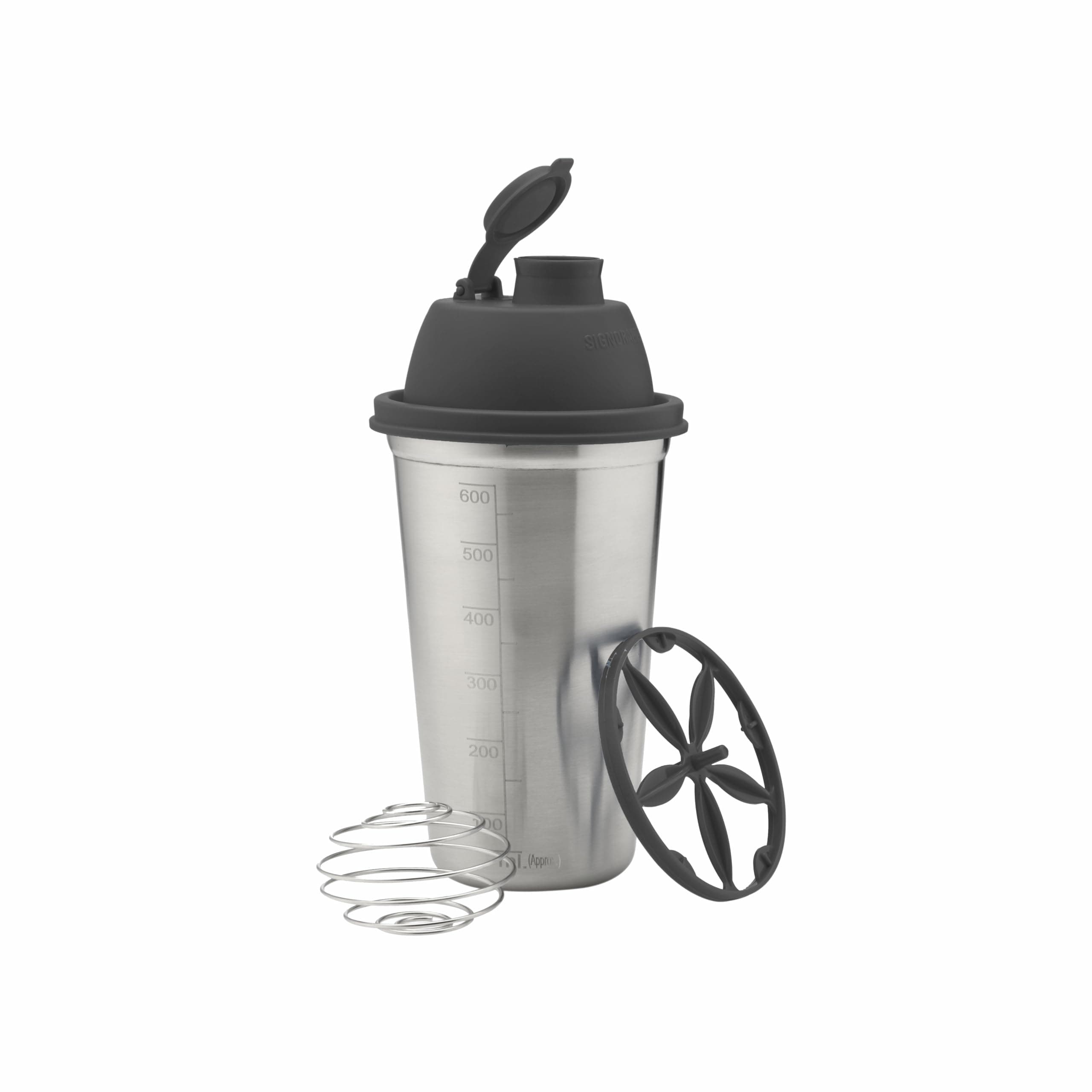 SignoraWare Shake N Shake Stainless Steel Shaker | Leakproof | Measurement marking| Perfect for fitness Enthusiast & Athletes | Ideal for mixing protein shakes & Pre-workout formula (650ml | Black)