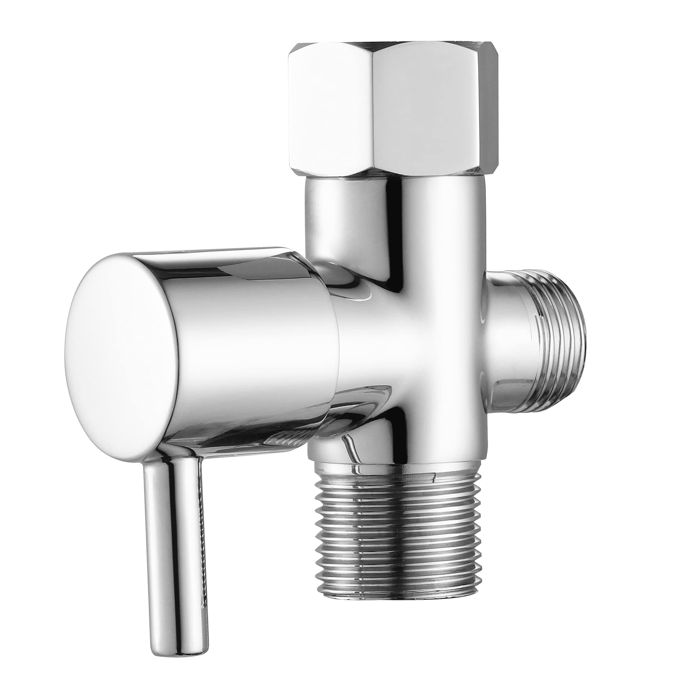 T Valve for Bidet with Shut-off Valve, T Adapter for Toilet 7/8” X 7/8” X 1/2 or 3/8”, Chrome Bidet Attachment for Toilet