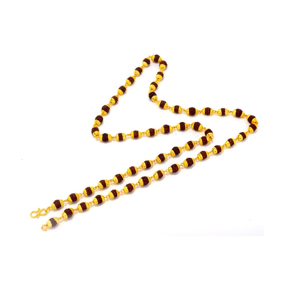 CH103 Rudraksha Mala Shiva God Gold Plated Rudraksh Necklace Chain Long 28 Inches for Men/Boys/Boyfriend/Husband & Unisex