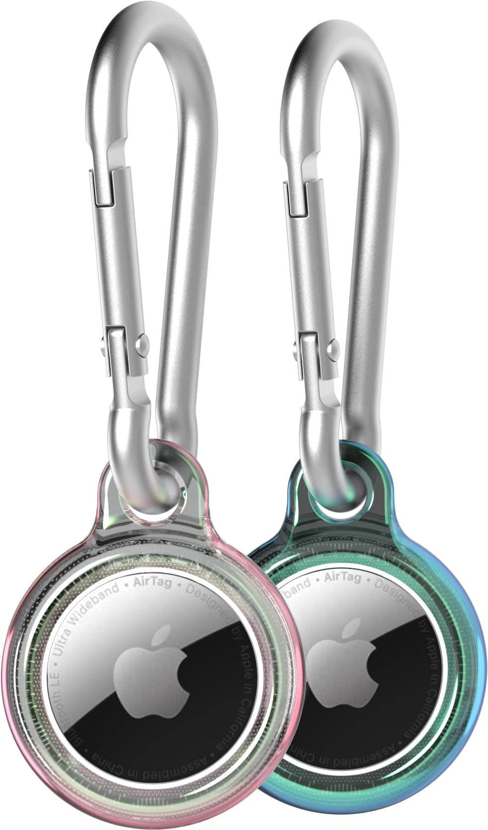 tech21Evo Shimmer AirTags case with Carabiner. Compatible with Apple AirTag Pack of 2.