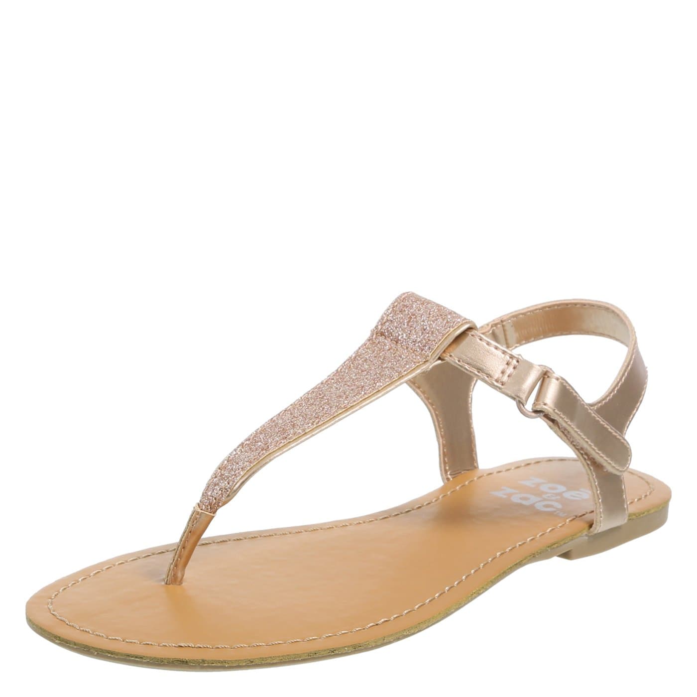 Zoe And Zac Girl's Rose Gold Glitter Quinn Sandal Big Kid Size 6 Regular