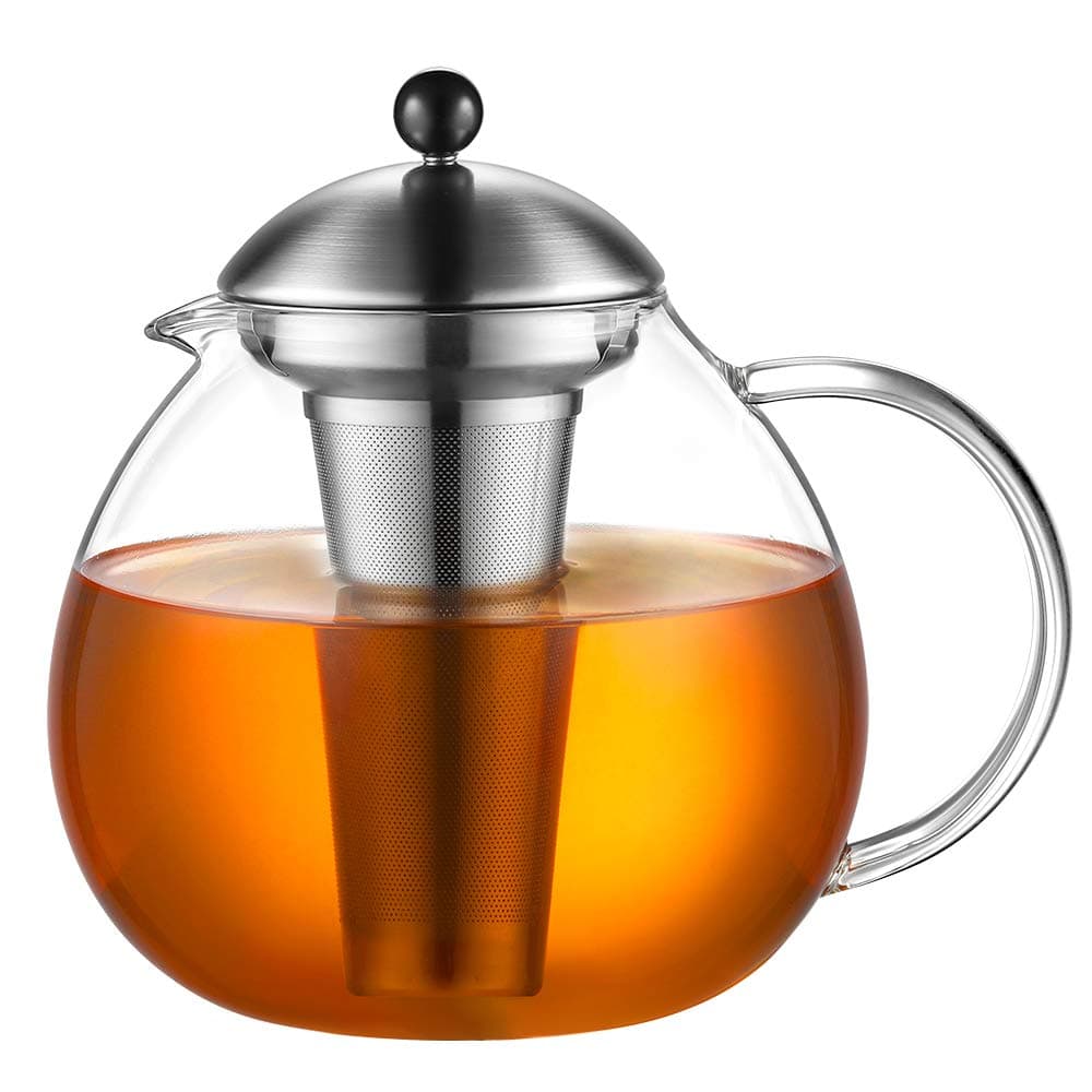 glastal2000ml Glass Teapot with Removable 18/10 Stainless Steel Infuser Heat Resistant Borosilicate Glass Tea Pot for Loose Tea Tea Bag Fruit Scented Tea and Blooming Tea Stovetop Safe