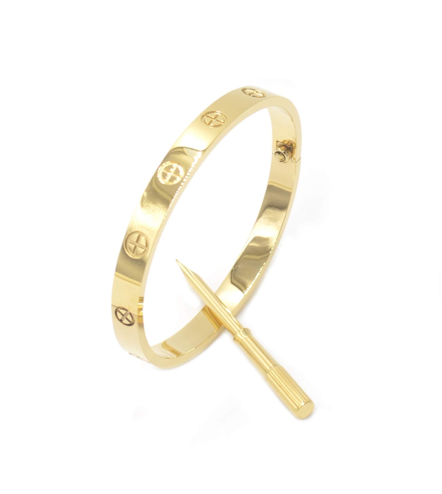 Luxury Gold-Plated Stainless Steel Simple Style Love Bangle Bracelet for Women Men
