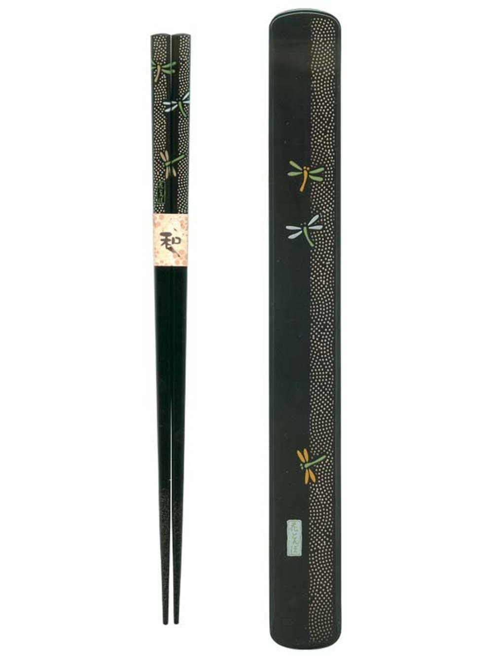 Happy Sales Ryu Mei 058030 Black Dragonfly Chopstick Set, 9 Inches