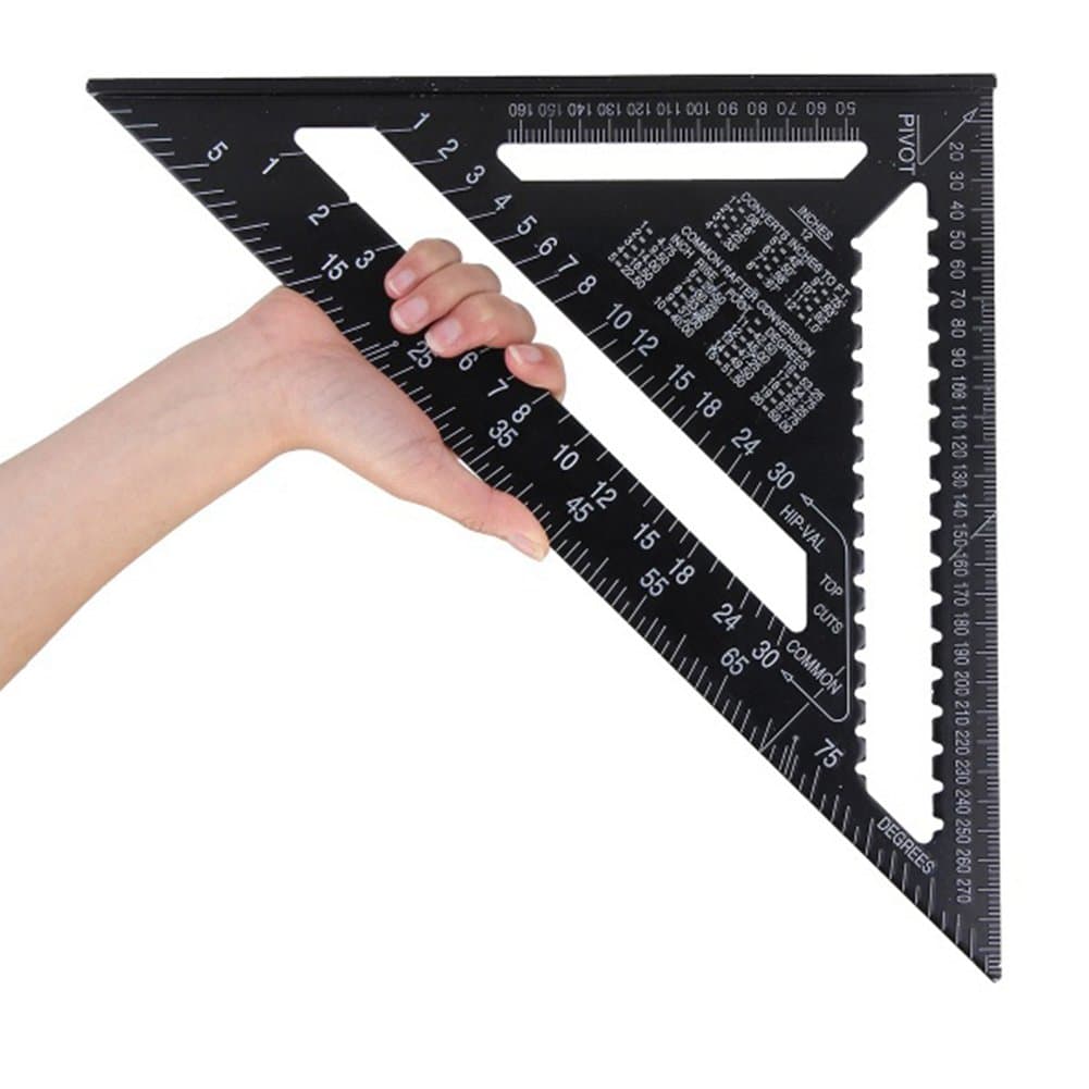 12 Inch Aluminum Alloy Triangle Ruler, High Precisions Square Protractor Roofing Square Scale Speed Carpenter Framing for Engineer Carpenter