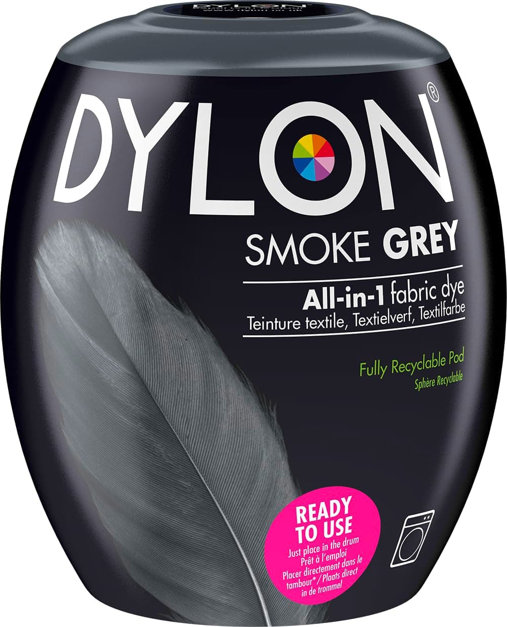 DYLON Washing Machine Fabric Dye Pod for Clothes & Soft Furnishings, 350g – Smoke Grey