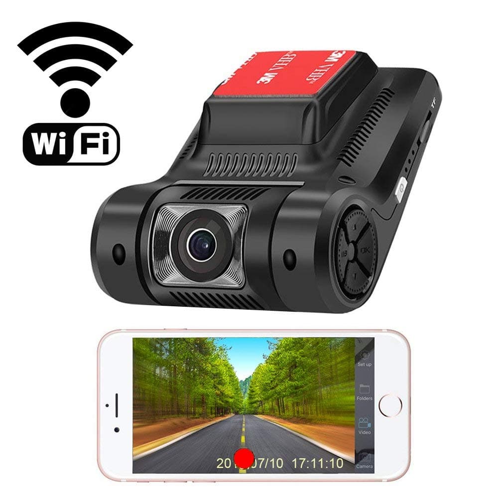WiFi Dash Camera 1080P HD Car Video Recorder 2.45'' LCD Screen 170 degree Viewing, G-Sensor, Loop Recording, Night Vision, Support IOS Android Phone APP
