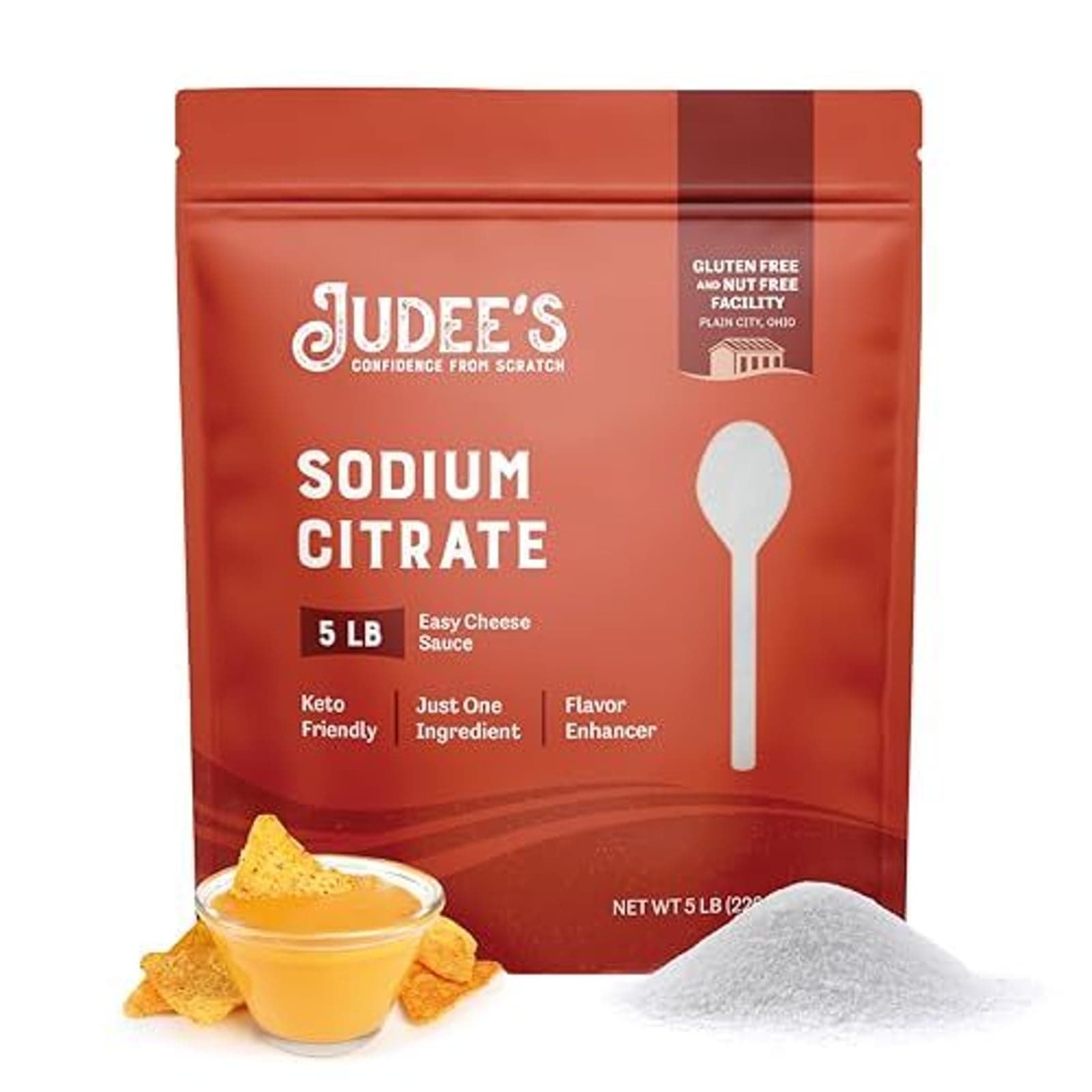 Judee's Gluten Free Sodium Citrate 5lb - Non GMO, Food Grade - Easy to Dissolve, Excellent for Creating Nacho & Queso Cheese Sauces - Spherification and Molecular Gastronomy Cooking