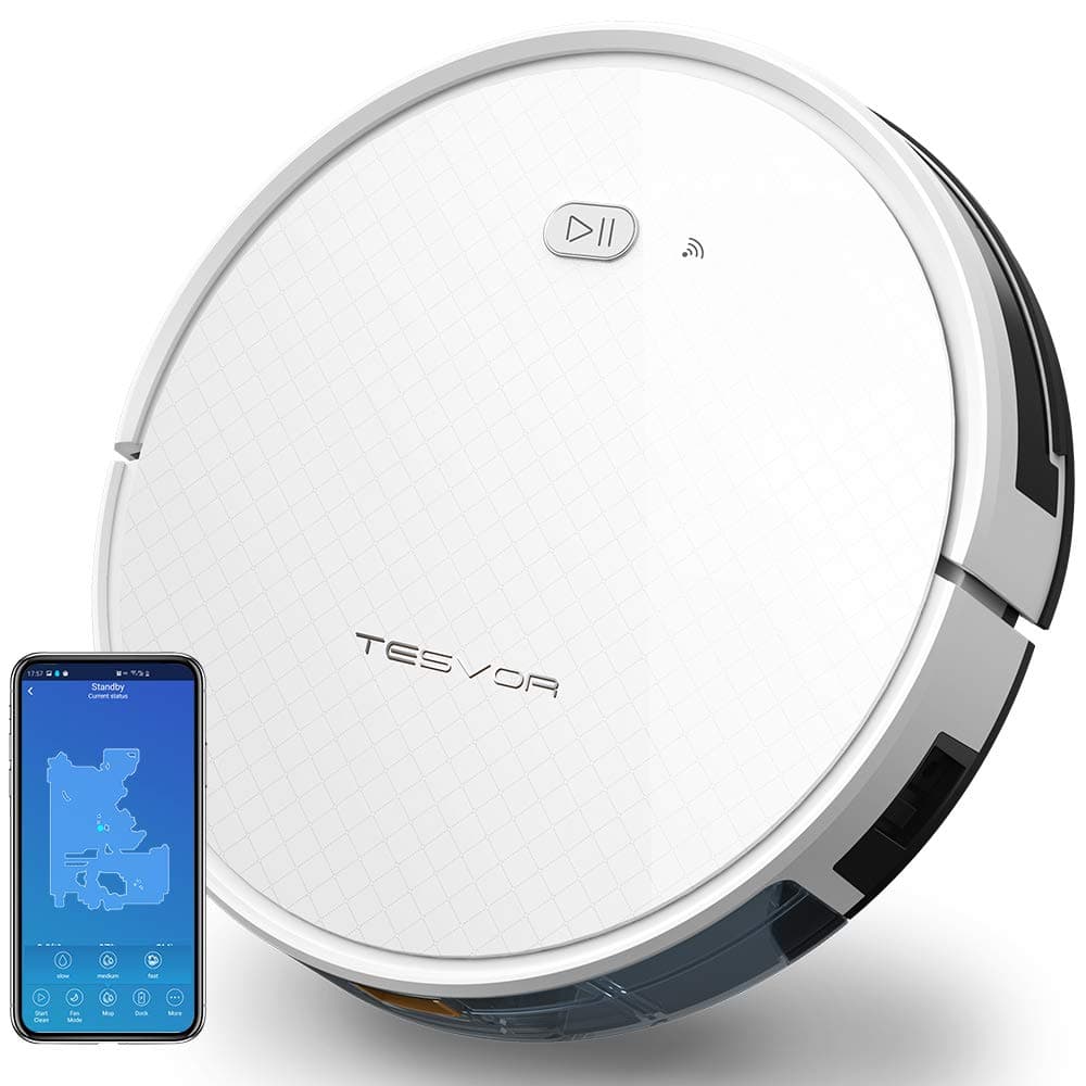 Tesvor Robot Vacuum Cleaner, Robotic Vacuum and Mop, 1800Pa Strong Suction, WiFi/App/Alexa, Quiet, Self-Charging Robotic Vacuum Cleaner, Clean from Hardfloors to Low-Pile Carpets for Dust and Pet Hair…