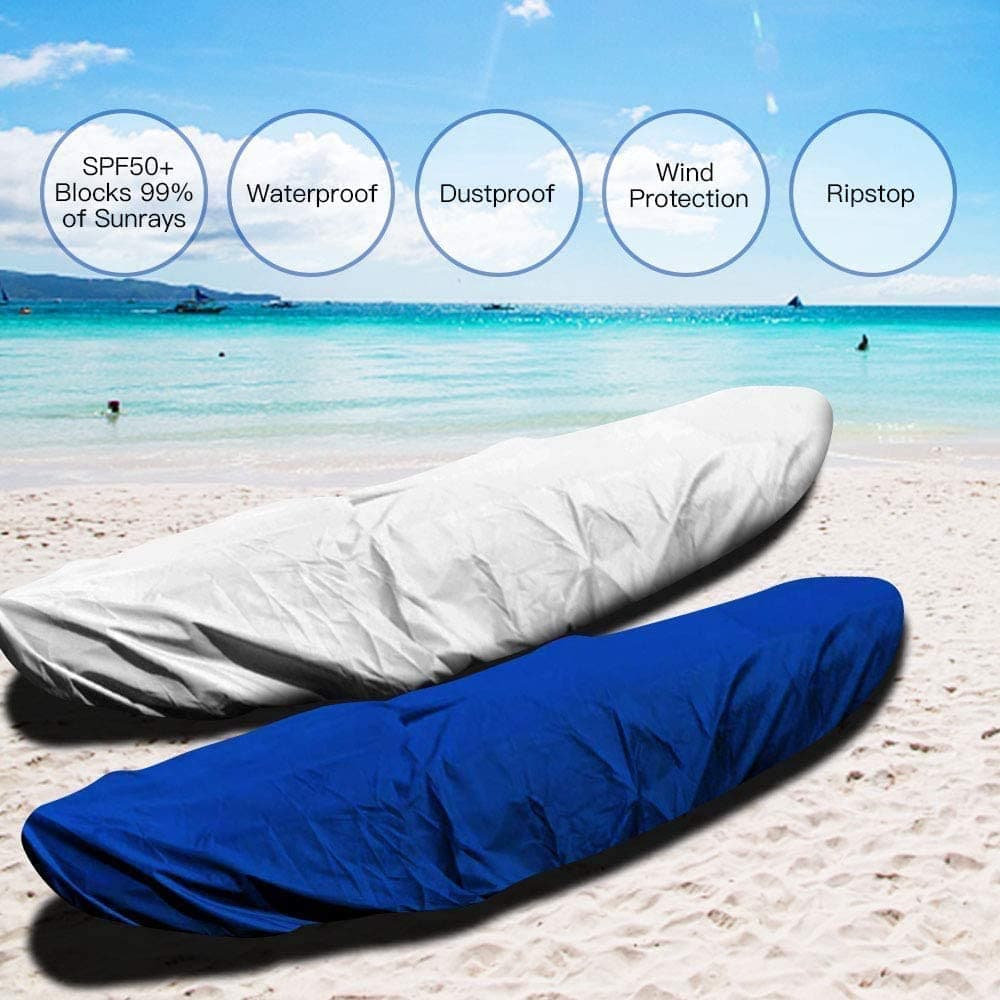 7.8-18ft Waterproof Kayak Canoe Cover-Storage Dust Cover UV Protection Sunblock Shield for Fishing Boat/Kayak/Canoe 7 Sizes [Choose Color] (Black(Upgraded), Suitable for 9.3-10.5ft Kayak)