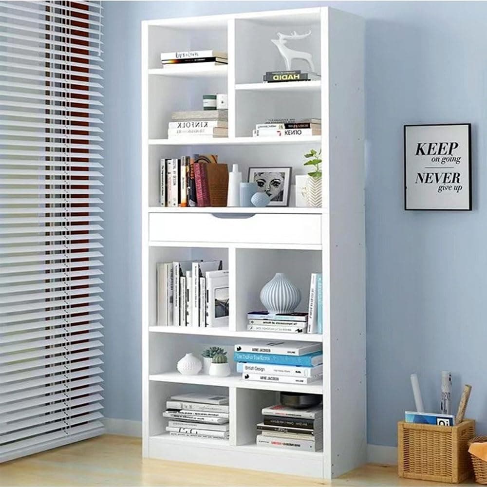 Kutis Multipurpose Multi-Tiers Modern Design Bookshelf - Large Storage Display Rack Vertical Floor Bookcase for Living Room, Home Office, and Study Room 50x20x180 cm.