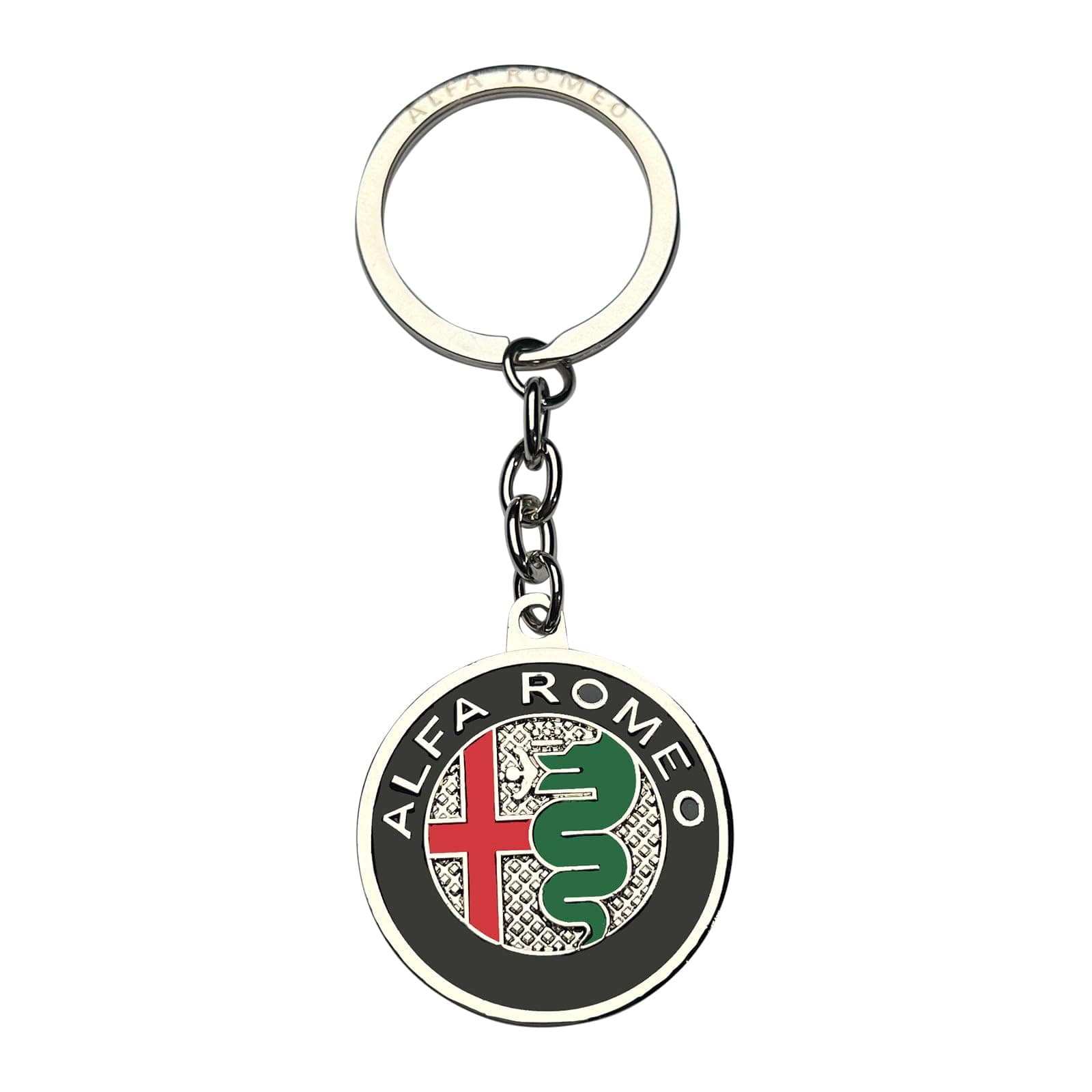 Car Creative Car Logo Keychain 3D Chrome Plated Metal Alloy Keychain Gift Men and Women Keys for Alfa Romeo Giulia Stelvio 4c Tonale Mito giulietta 159 147