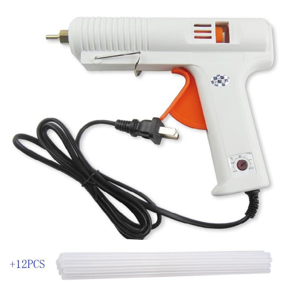 100W Hot Glue Gun Professional Adjustable Temperature Full Size Craft Glue Gun with 12 Pcs Glue Sticks(100w+12sticks)