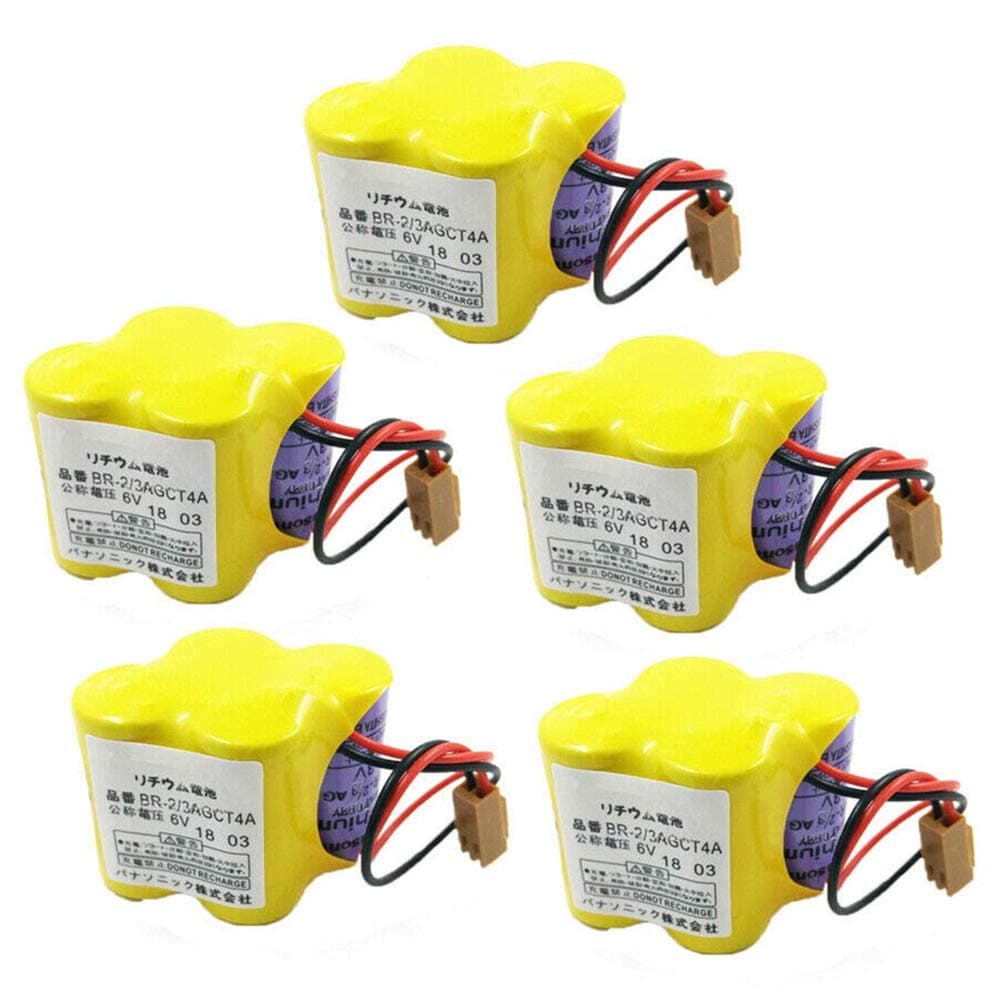 5-Pack BR-2/3AGCT4A 6V 4400mAh Replacement Battery for FANUC Controls A98L-0031-0025 CNC System