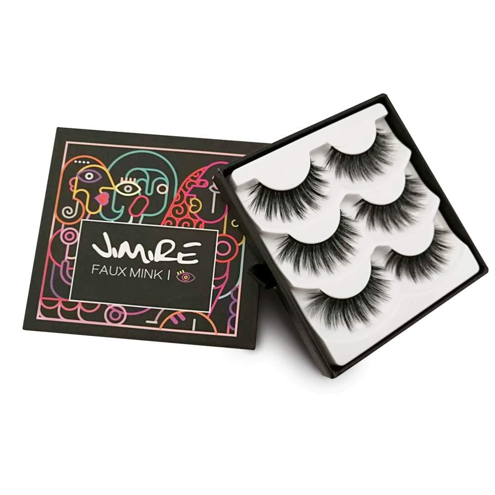 JIMIRE False Eyelashes 3D Lashes Pack Fluffy Long Lashes Reusable Eyelashes 3 Pairs