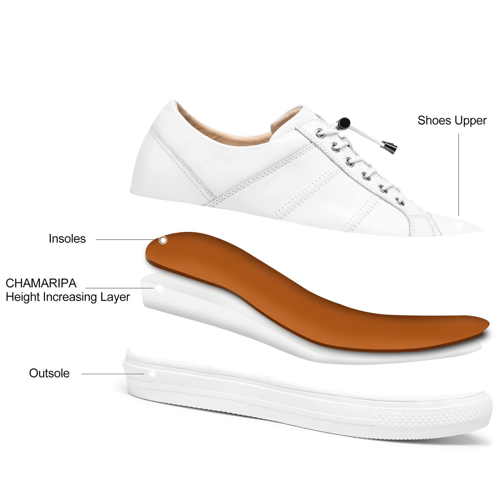 CHAMARIPA Men's Invisible Height Increasing Elevator Shoes - Lace up Light-Weight Casual Height Increase Sneakers - 1.97-2.76 Inches Taller
