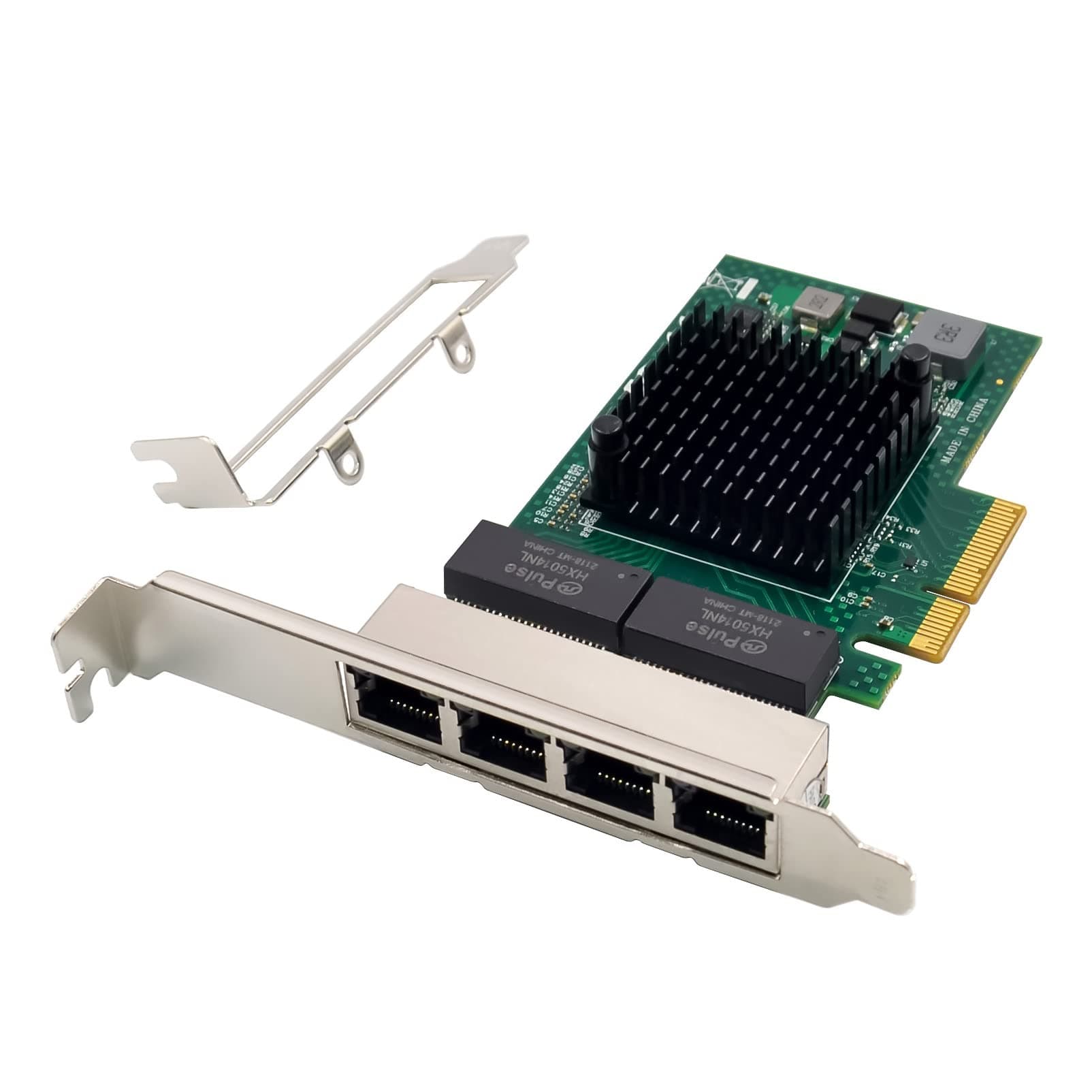 Quad-Port PCIe Gigabit Ethernet Server Adapter with NetXtreme® BCM5719 Chipset PCI Express 1000M Network LAN Card for Windows Server Linux Ubuntu VMware
