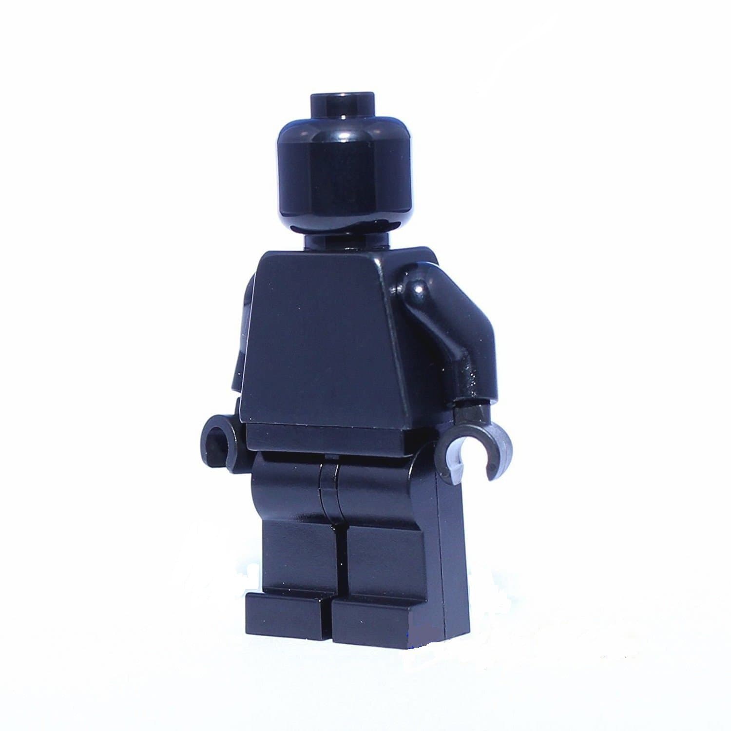 Minifigure Plain All Black Monochrome Head Torso Arms Hands Legs Body