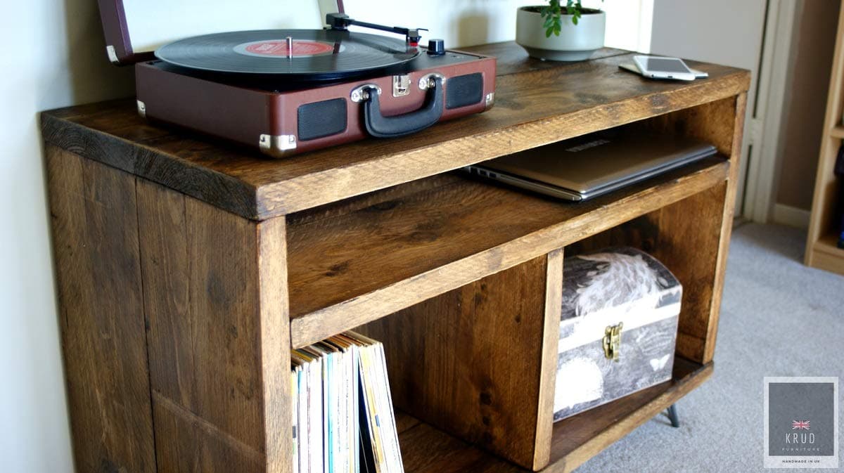 Record Player Stand | Vinyl Record Storage | Turntable Stand | Scaffold Furniture | Rustic TV Stand | Tv Cabinet | Retro tv stand | KRUD-36