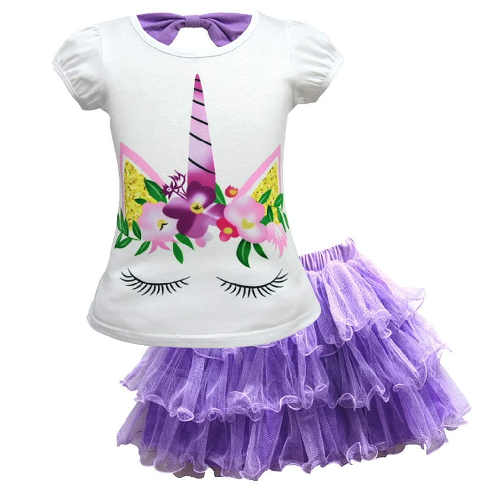 Baby Girls Unicorn Costume Dress Pageant Princess Party Dress Flower Evening Gowns Tutu Dress