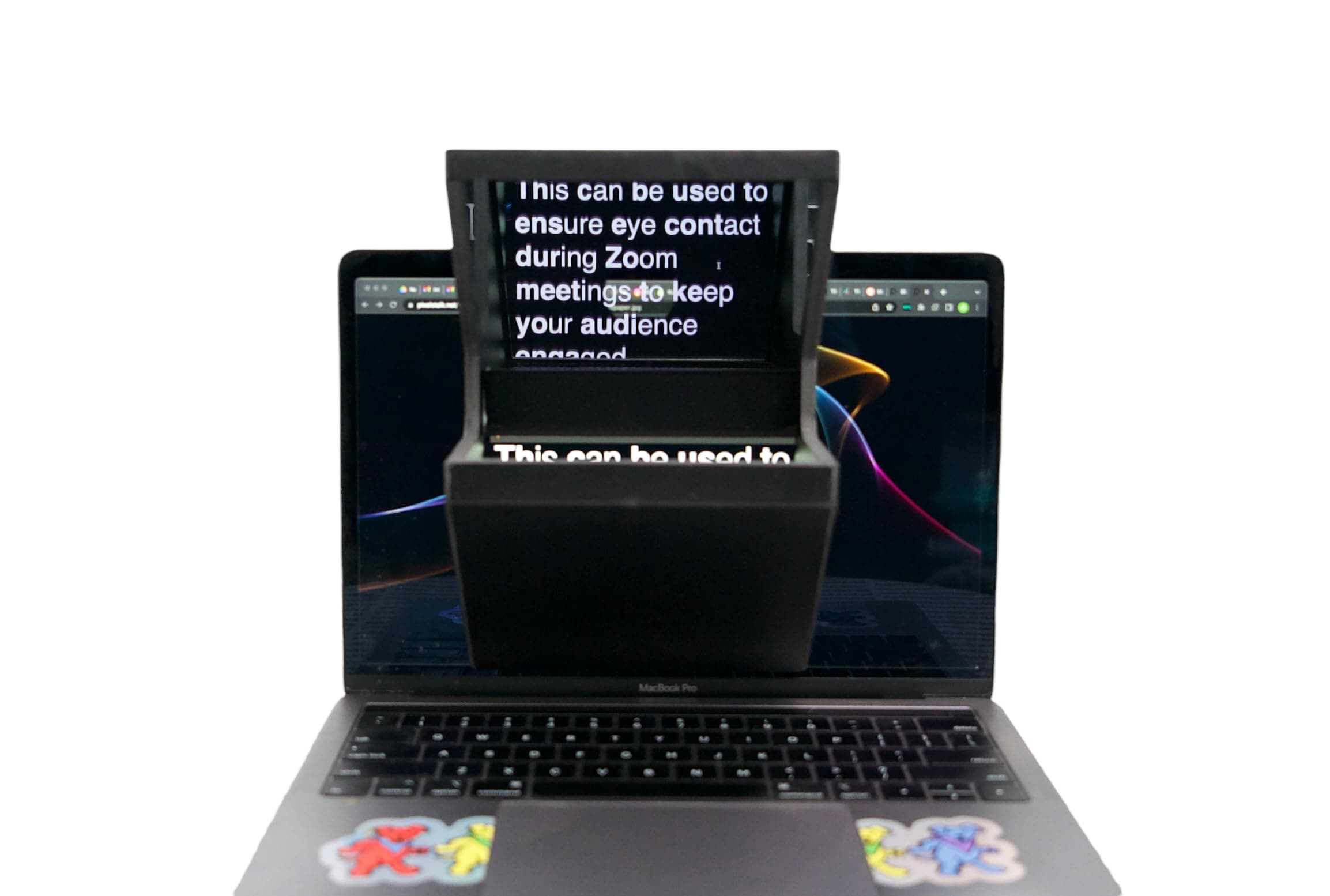 Little Prompter Lap Top Periscope Eye 2 Eye Zoom Call Facetime Teleprompter