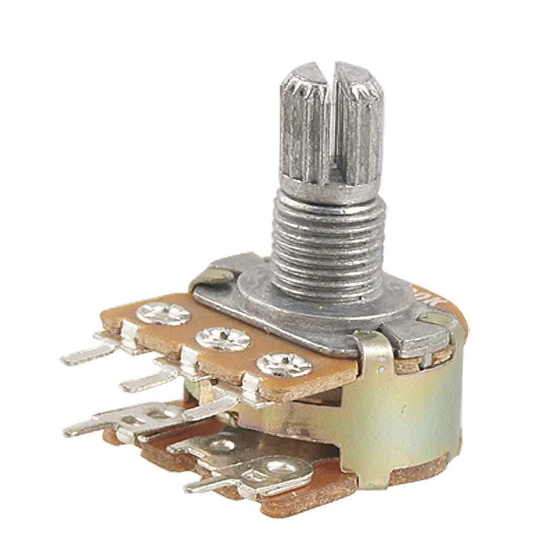 NEW LON0167 B500K Linear Dual Potentiometer Pots 8mm Knurled Shaft (B500K Linear Potentiometer Potentiometer 8mm gerändelte Welle