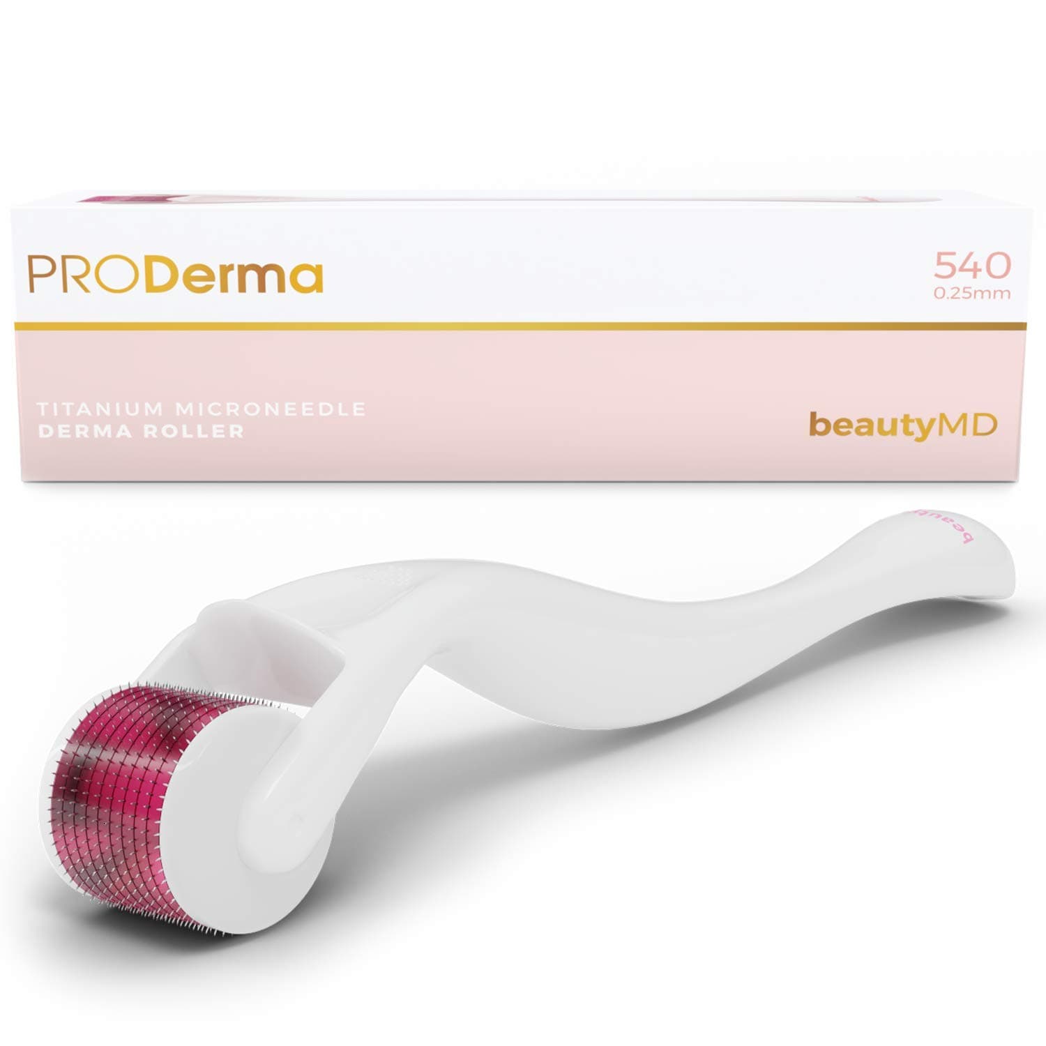 Pro Derma Roller Cosmetic Needling Instrument For Face, 540 Titanium Micro Needle 0.25mm - Includes Free Storage Case (1 Roller)