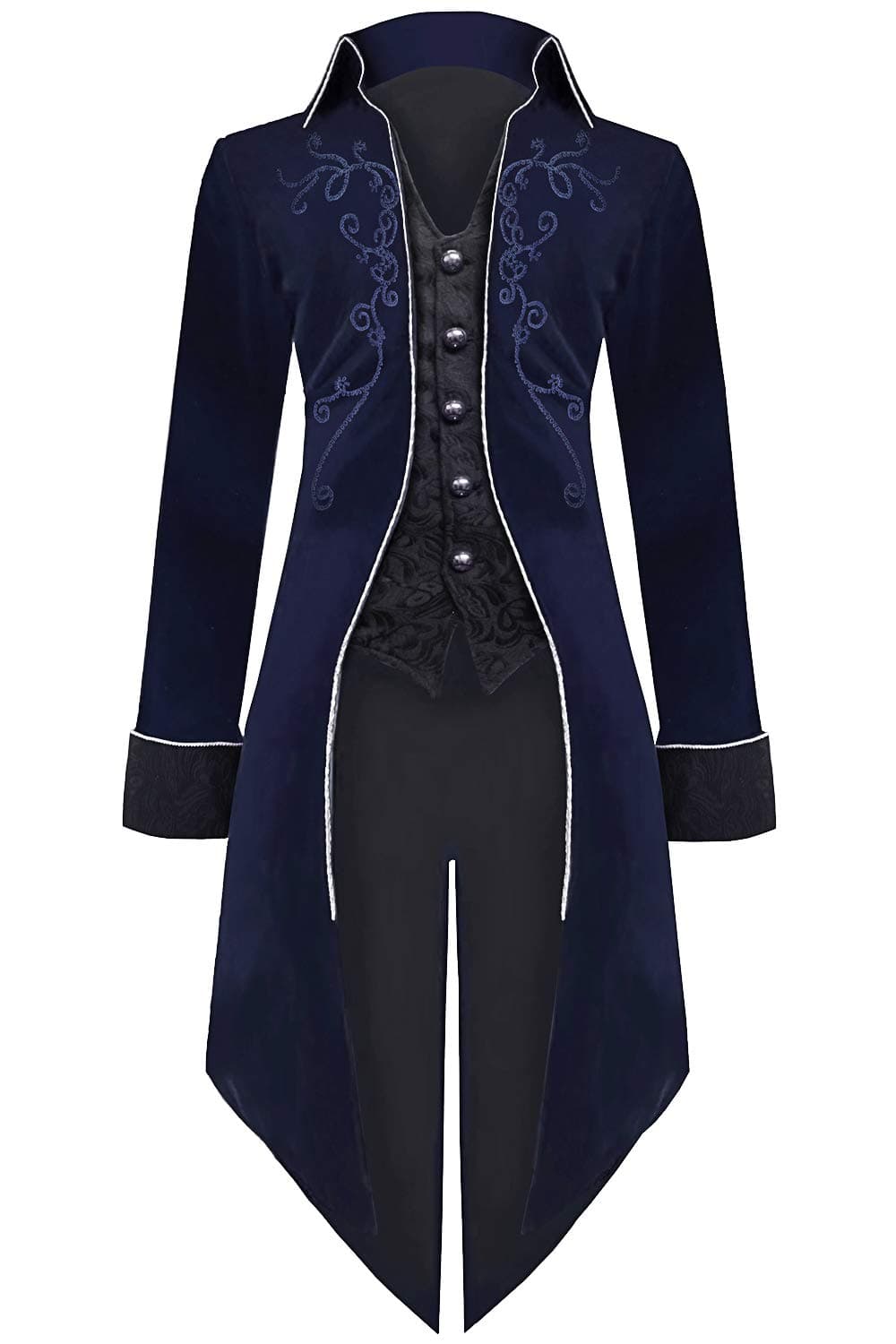 Medieval Steampunk Tailcoat Halloween Costumes for Men, Renaissance Pirate Vampire Gothic Jackets Vintage Warlock Frock Coat