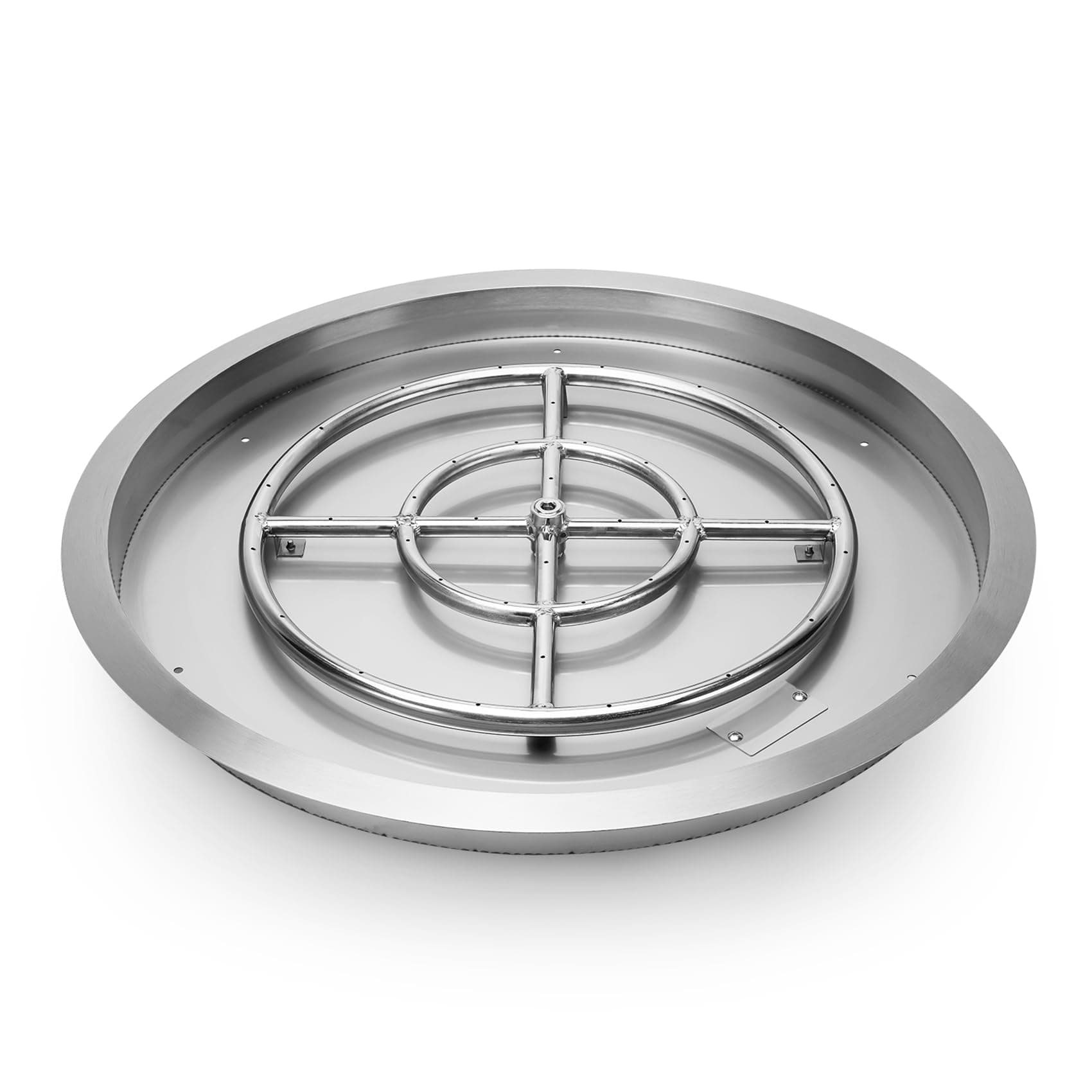 19-Inch Round Fire Pit Burner Pan, Drop-in Gas Fire Pit Inserted for DIY Natural & Propane Gas Fire Table, Stainless Steel Firepit for Outside, BTU 92,000 Max