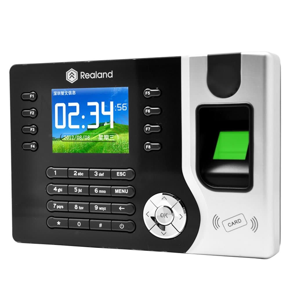 Realand A-C071 2.4" Colorful Screen Biometric Fingerprint Recorder Employee Attendance Time Clock ID Card Reader+Software Driver Manual CD+Power Supply (Adopt USB and TCP/IP communication)