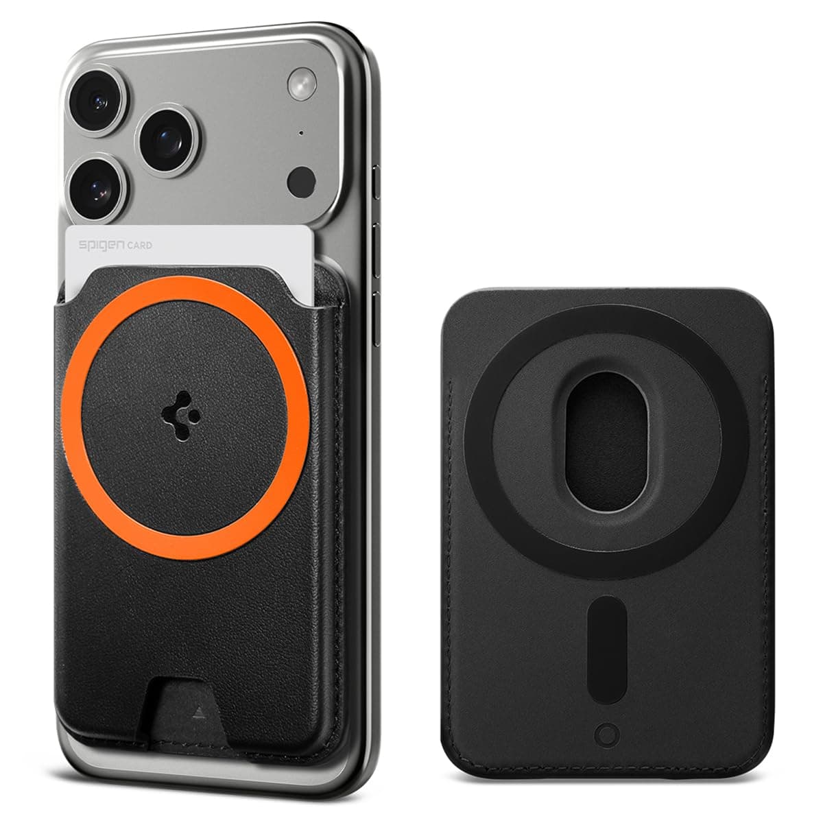 Spigen Valentinus (MagFit+) Dual side Magnetic Wallet Card Holder [3 Cards] MagSafe Compatible with iPhone 16 Pro Max / 16 Pro / 16 Plus / 16 / iPhone 15/14/13/12 series - Black