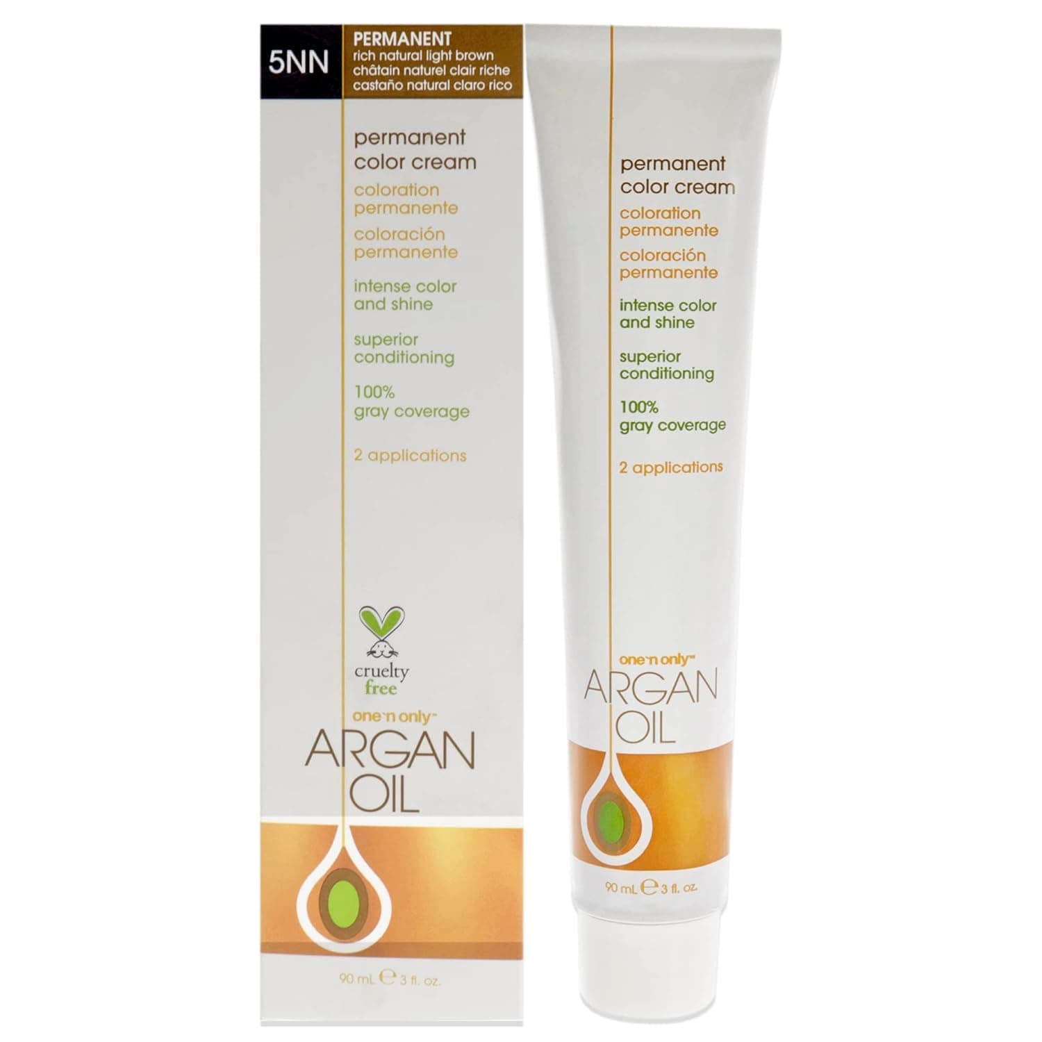 one 'n only n Argan Oil Permanent Color Cream - 5NN Rich Natural Light Brown Hair Color Unisex 3 oz