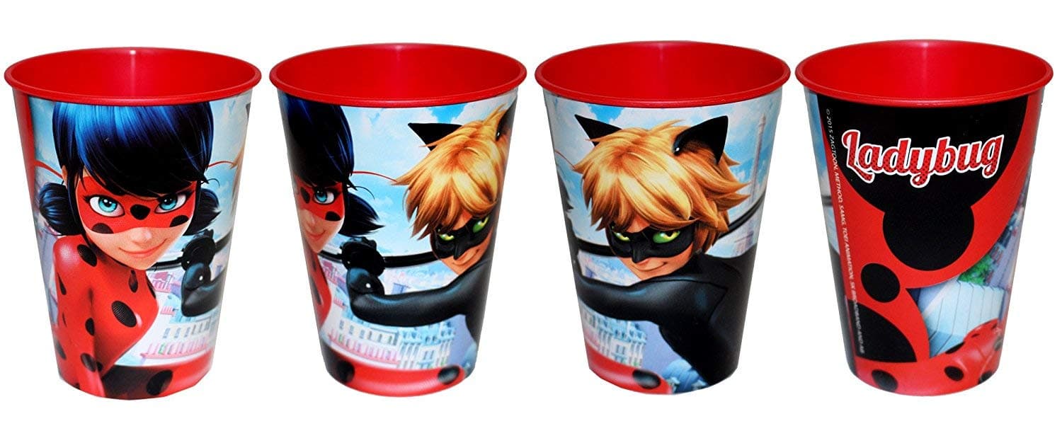 Miraculous Lady Bug Cat Noir Juice Tumblers, 4-Piece Set