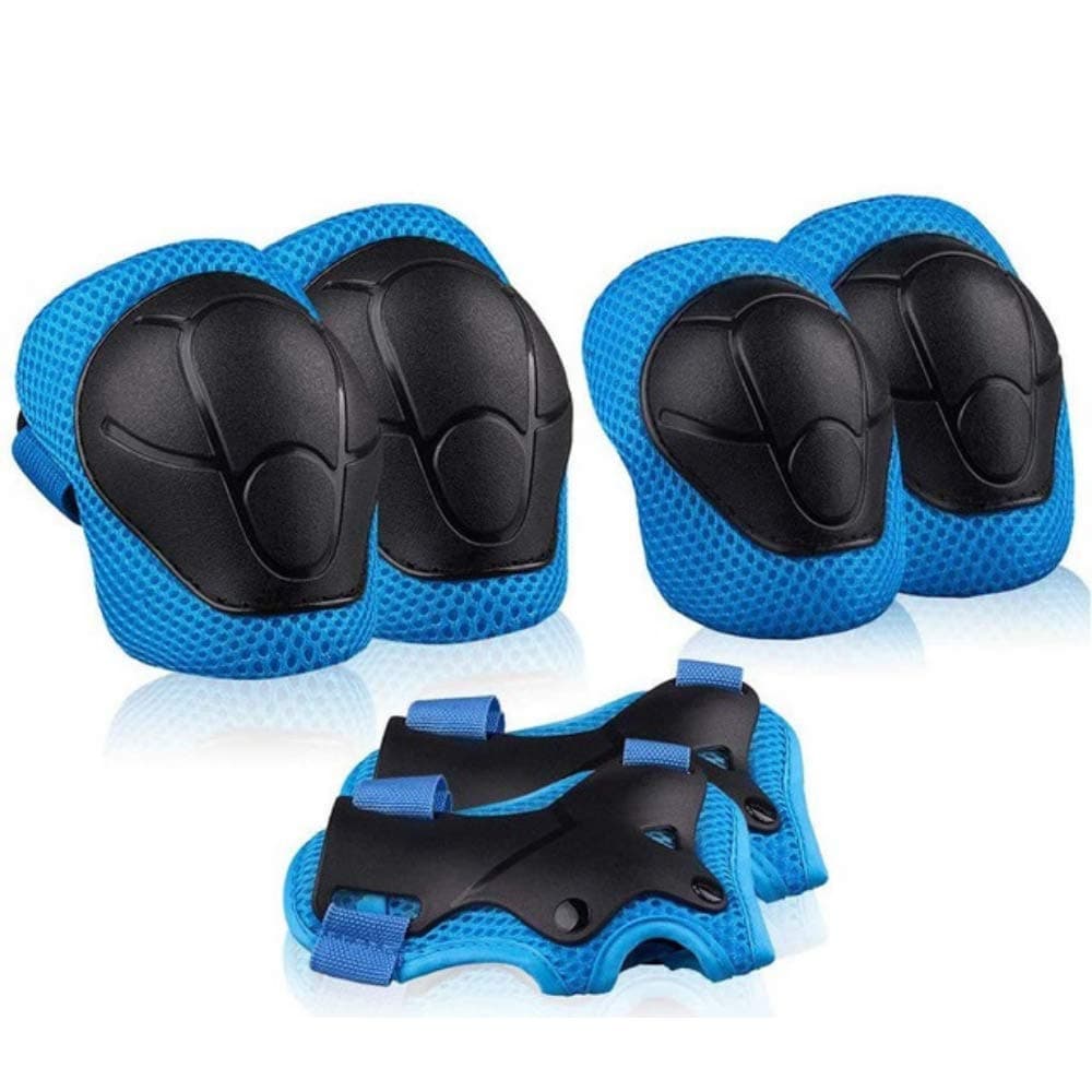 Kids Sports Protective Gear Set,6PCS Wrist Guard Knee Elbow Pads for Children Protection Skateboard Inline Roller Skating Biking Riding Scooter,Blue