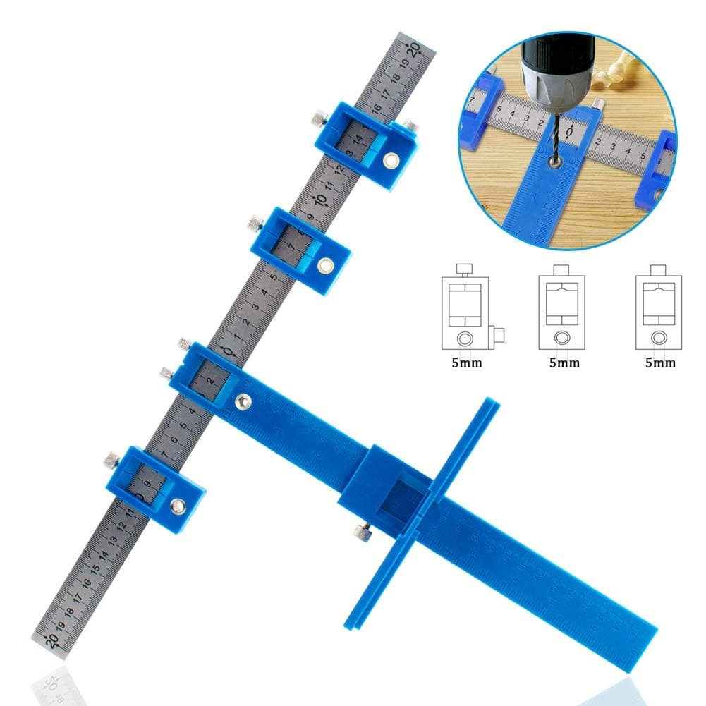 MAXPOWER Punch Locator Drill Guide, Drill Guide Sleeve Cabinet Hardware Jigs, Wood Drilling Dowel Ruler for Installation of Handles