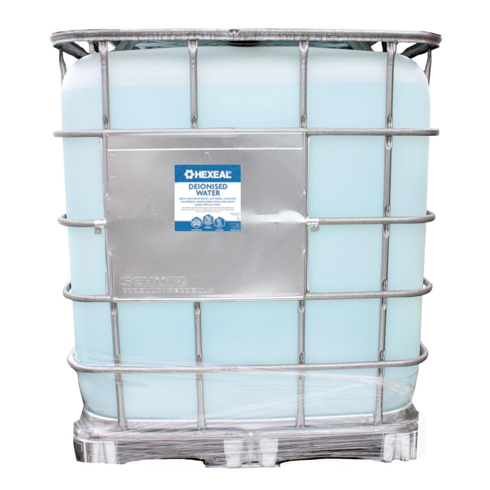 Hexeal Deionised Water 1000L – 1000L IBC of Deionised Water for Steam Irons, Car Batteries, Windscreen Fluid & Antifreeze – Demineralised Water, Reduces Limescale Deposits & Water Stains