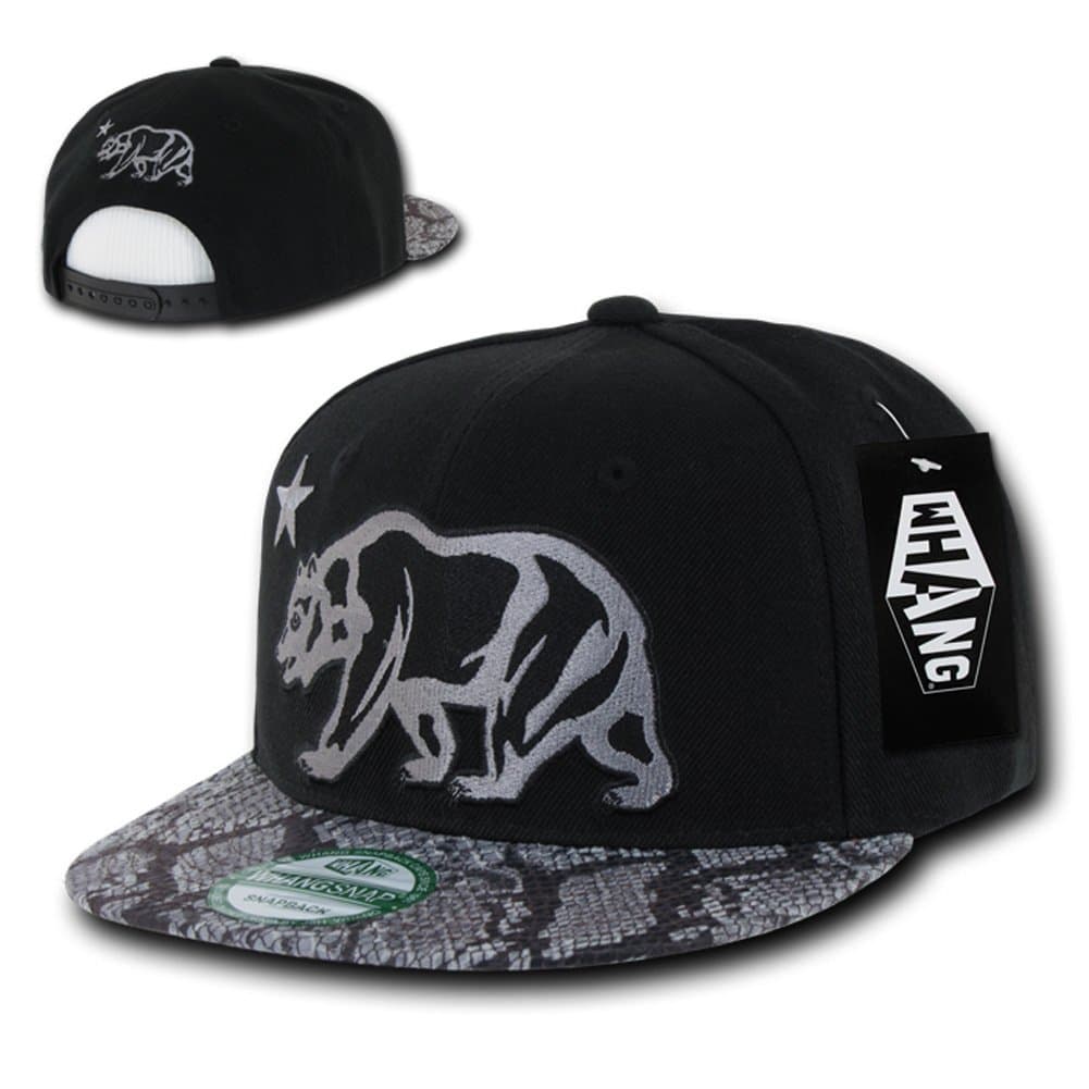 Giant CALI Grizzly Bear Snake Print Snapback by WHANG (Snake)