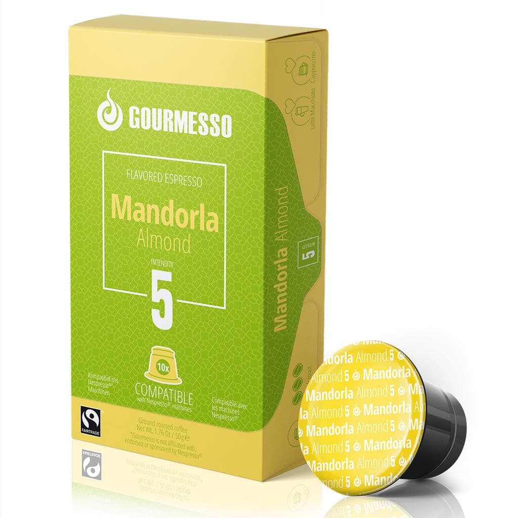 Gourmesso Soffio Mandorla (Almond) - 30 Espresso Capsules Comptaible with Nespresso Machines 100% Fairtrade Coffee