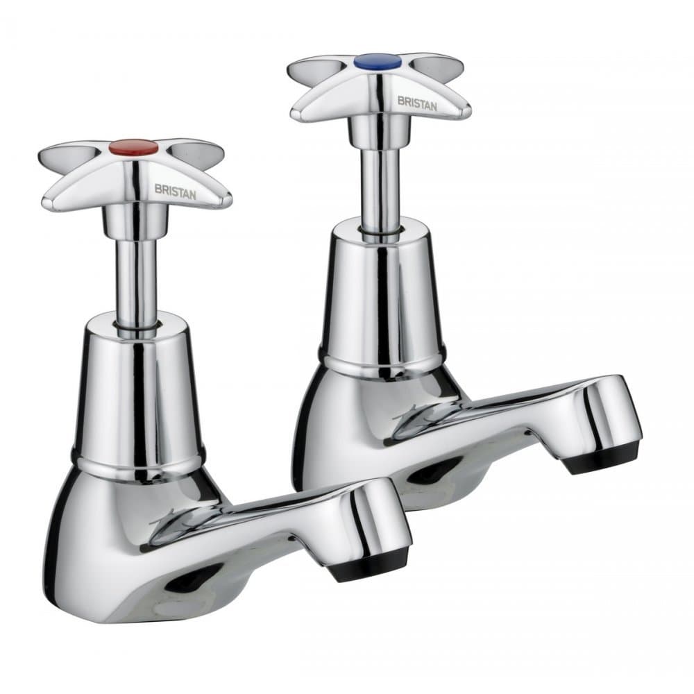 BristanVAX 1/2 C 5412 Cross Top Basin Taps - Chrome Plated