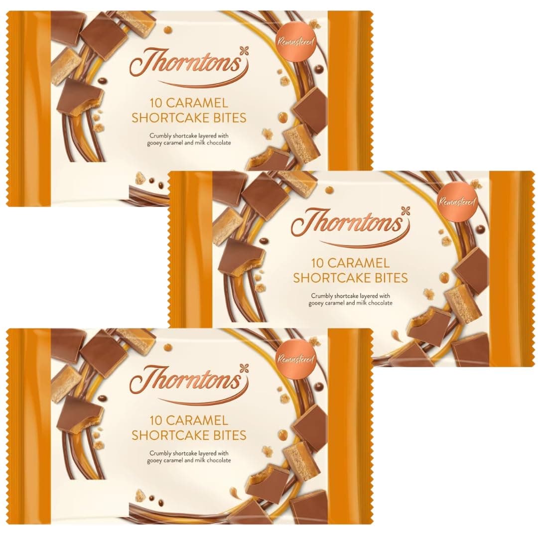 Credo GiftsCaramel Shortcake Bundle With Thorntons Caramel Shortcakes Milk Chocolate Bites 120g (3 Pack)