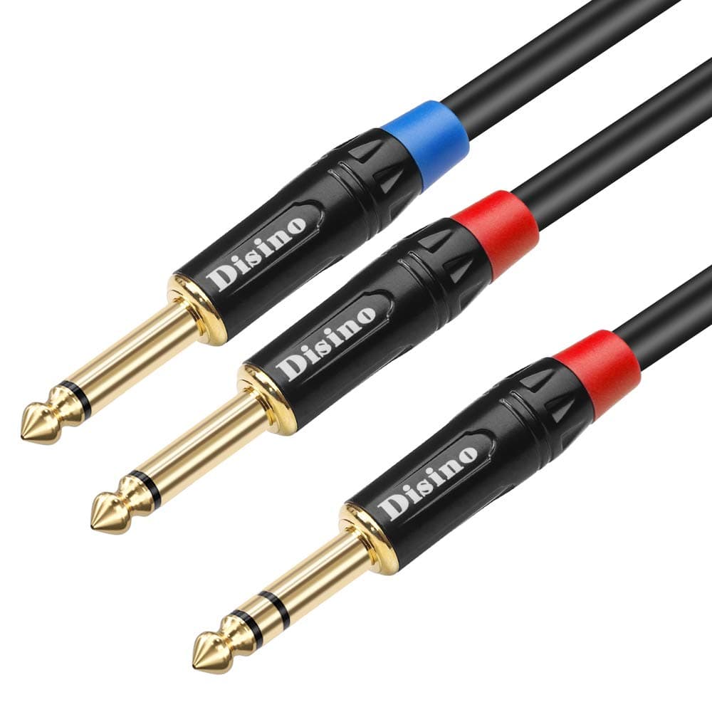 1/4 inch TRS Stereo Y-Splitter Insert Cable, 1/4 Inch Male Jack to Dual 1/4inch(6.35mm) Male TS Mono Breakout Cable Audio Patch Cord - 6.6 Feet/2 Meter