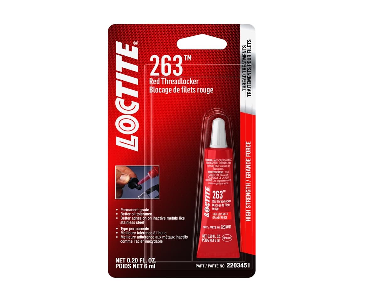 263 Threadlocker for Automotive: High-Strength, Oil Tolerant, High-Temp, Fluorescent, Anaerobic | Red, 6mL Tube (PN: 2203451)