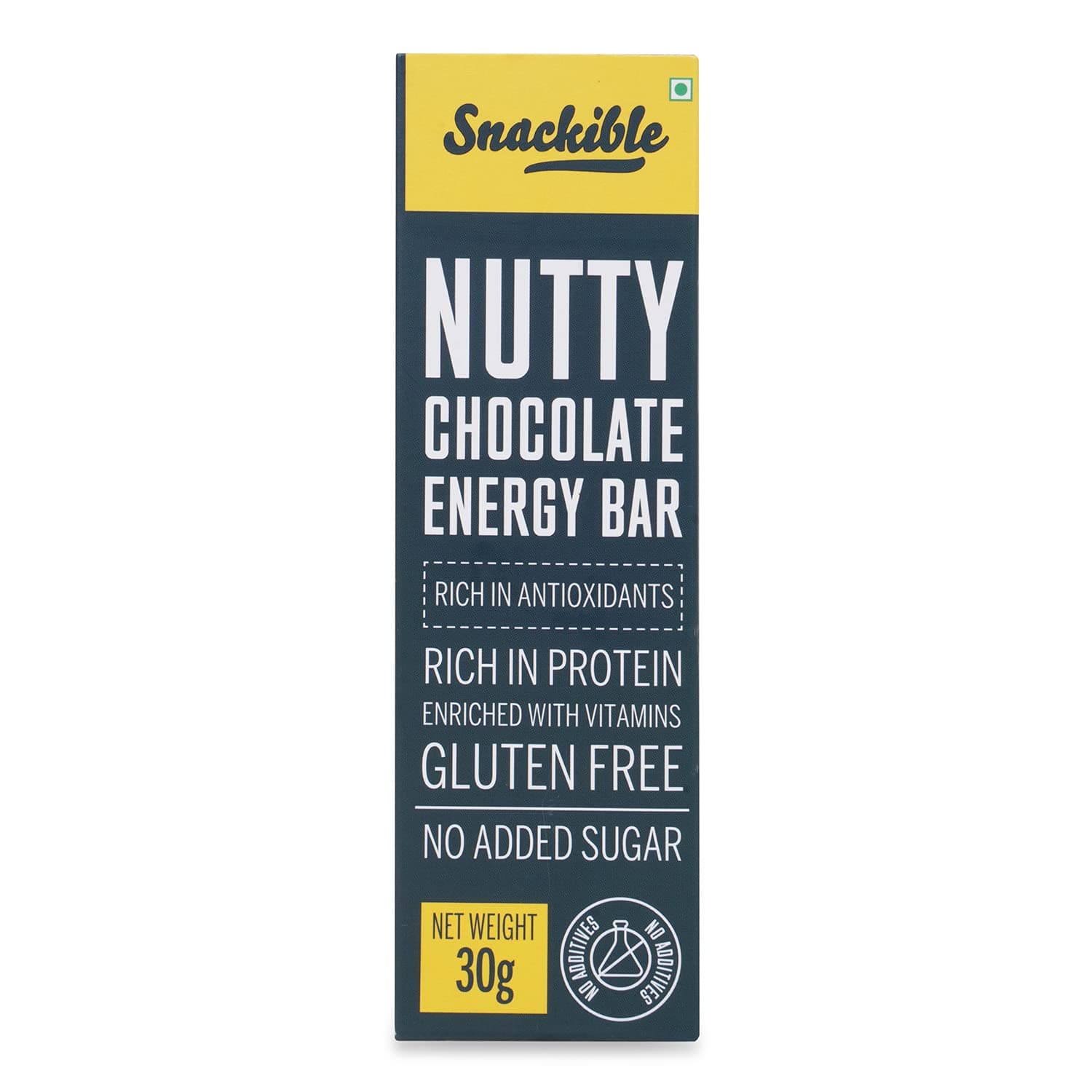 Snackible Nutty Chocolate Energy Bar (Pack of 8) - 8x30gm | Rich in Protein | Gluten Free | Rich in Vitamins
