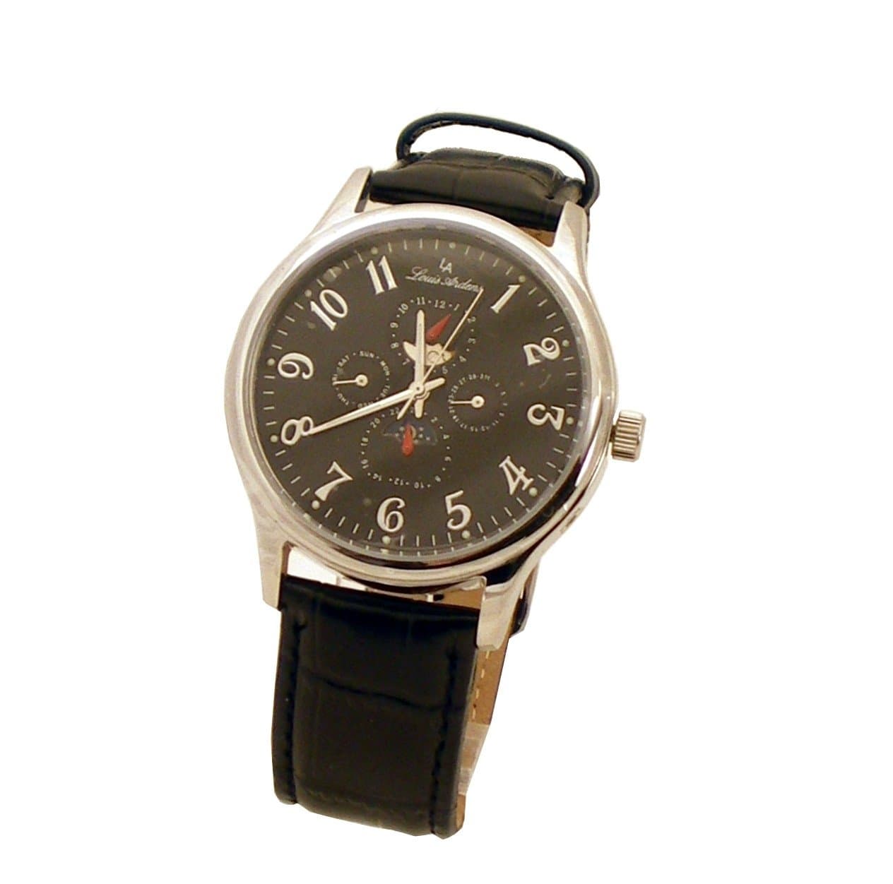 Louis Ardens Catania by Oskar Emil Automatic Multifunction Watch with Black Leather Strap for Men