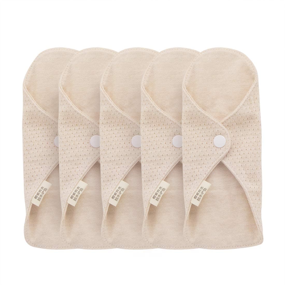 Viowey 5 Pack Reusable Sanitary Towels Pads Washable Organic Cotton Women Sanitary Napkin Set Panty Liners Leak Proof Design Suit with Plush Pig Storage Bag for All Women