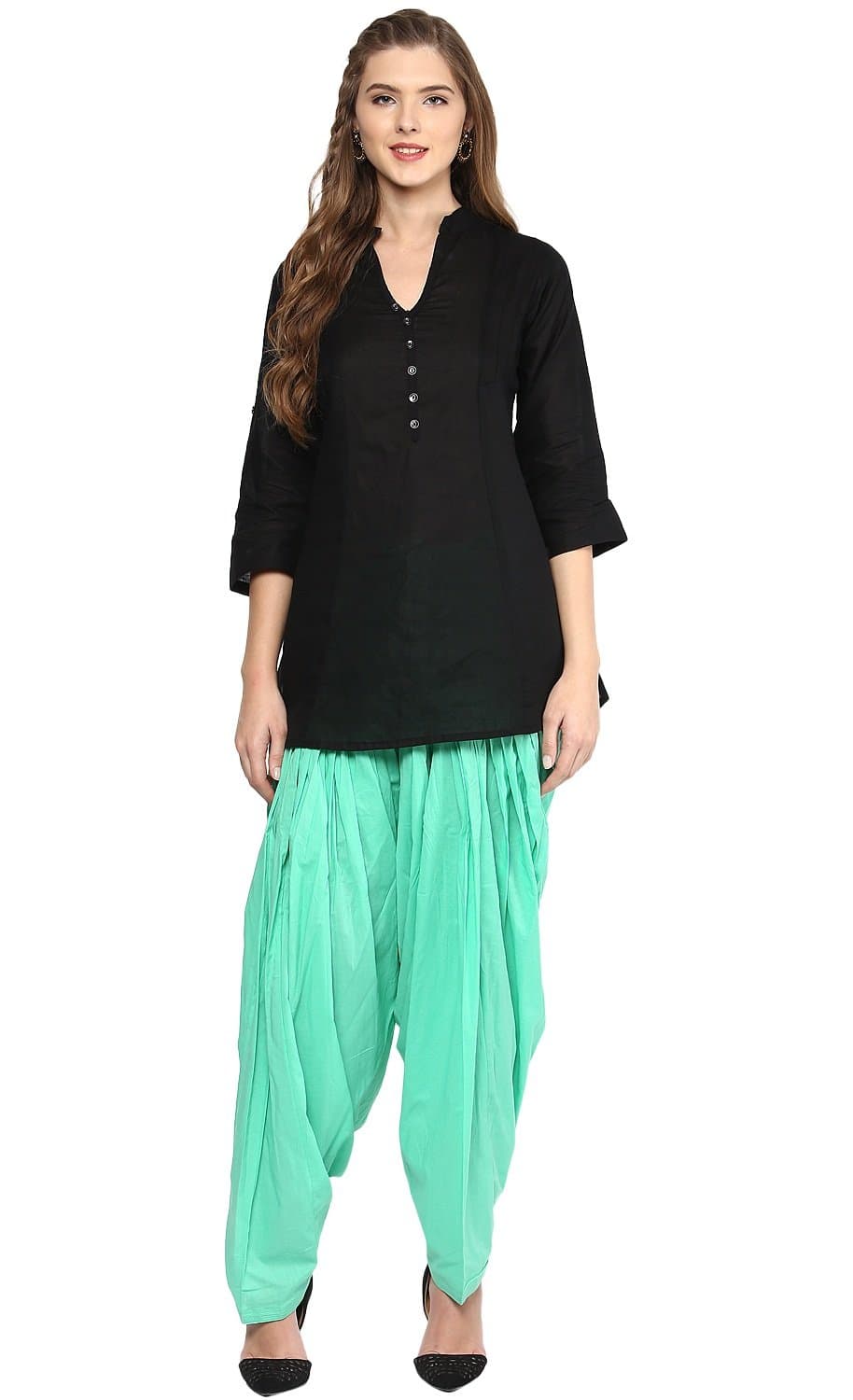 Pistaa women's Cotton Short Kurti and patiala Salwar set with plus size