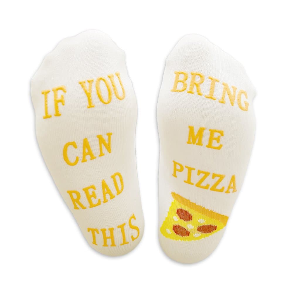 Cotton Pizza Socks “If You Can Read This Bring Me Pizza Perfect for Adults | Birthday Gift for Pizza Lover |Novelty Romantic Foodies Present for Her or Him