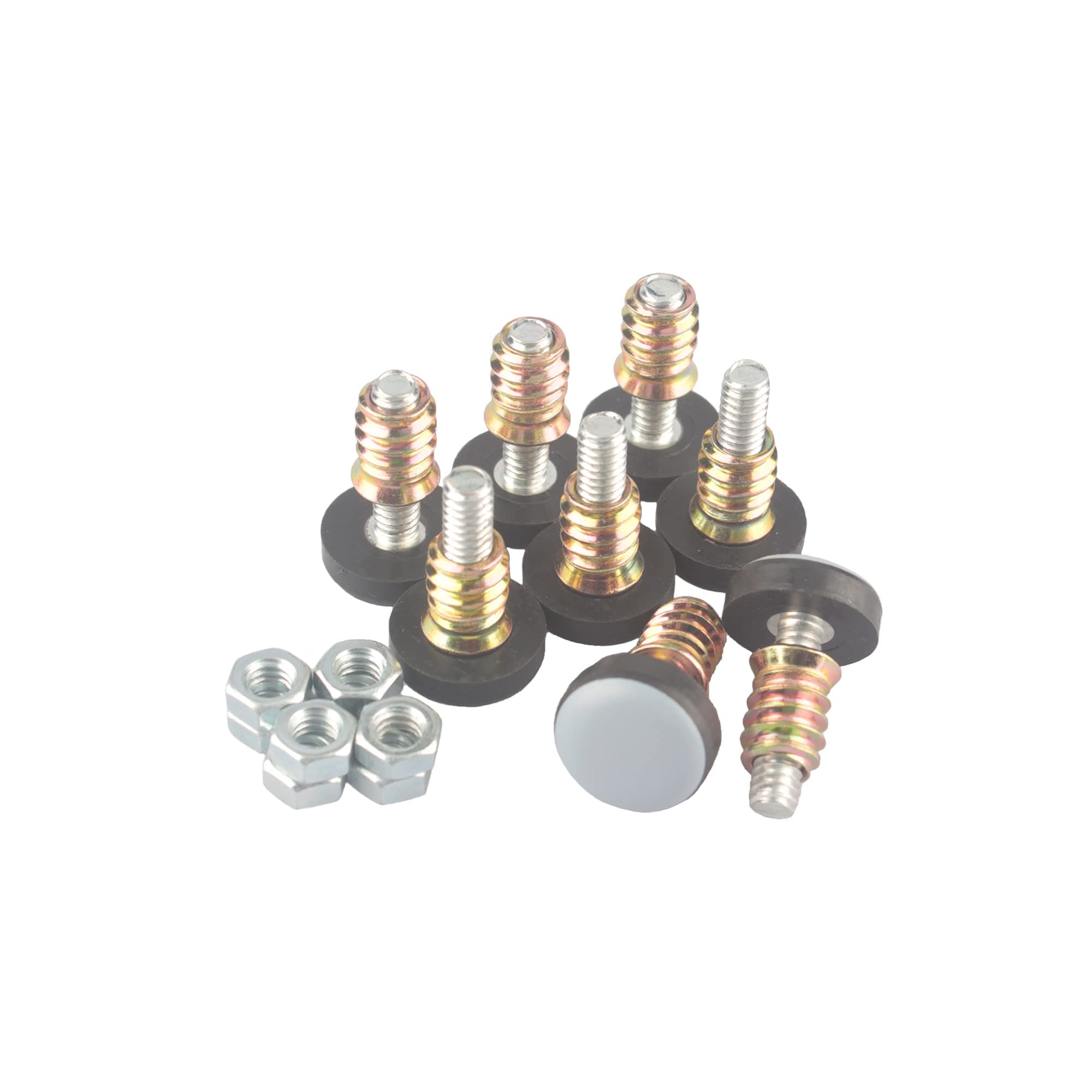 CSFMC Furniture Leveler PTFE(Teflon) Bottom(20mm Base 1/4-20,8 Pack),Threaded Shank Adjust Pads,Table/Chair/Cabinet/Sofa Medium Adjustable Legs Leveling,Nuts Installation and Floor Protection