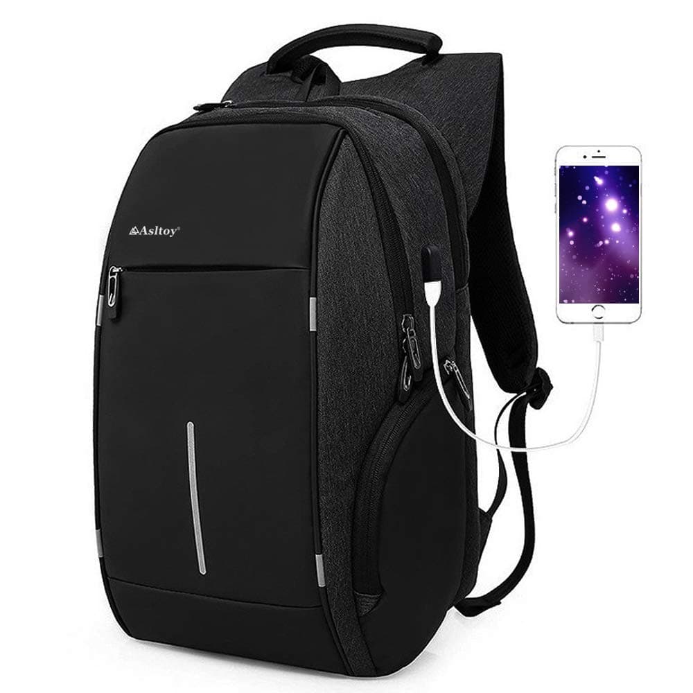 Laptop Backpack Rucksack Asltoy 15.6 inch Notebook Business Backpack Large Capacity Anti Theft USB Charging Port Water Resistant Travel Bag College Bag School Bookbag (16inch Black)