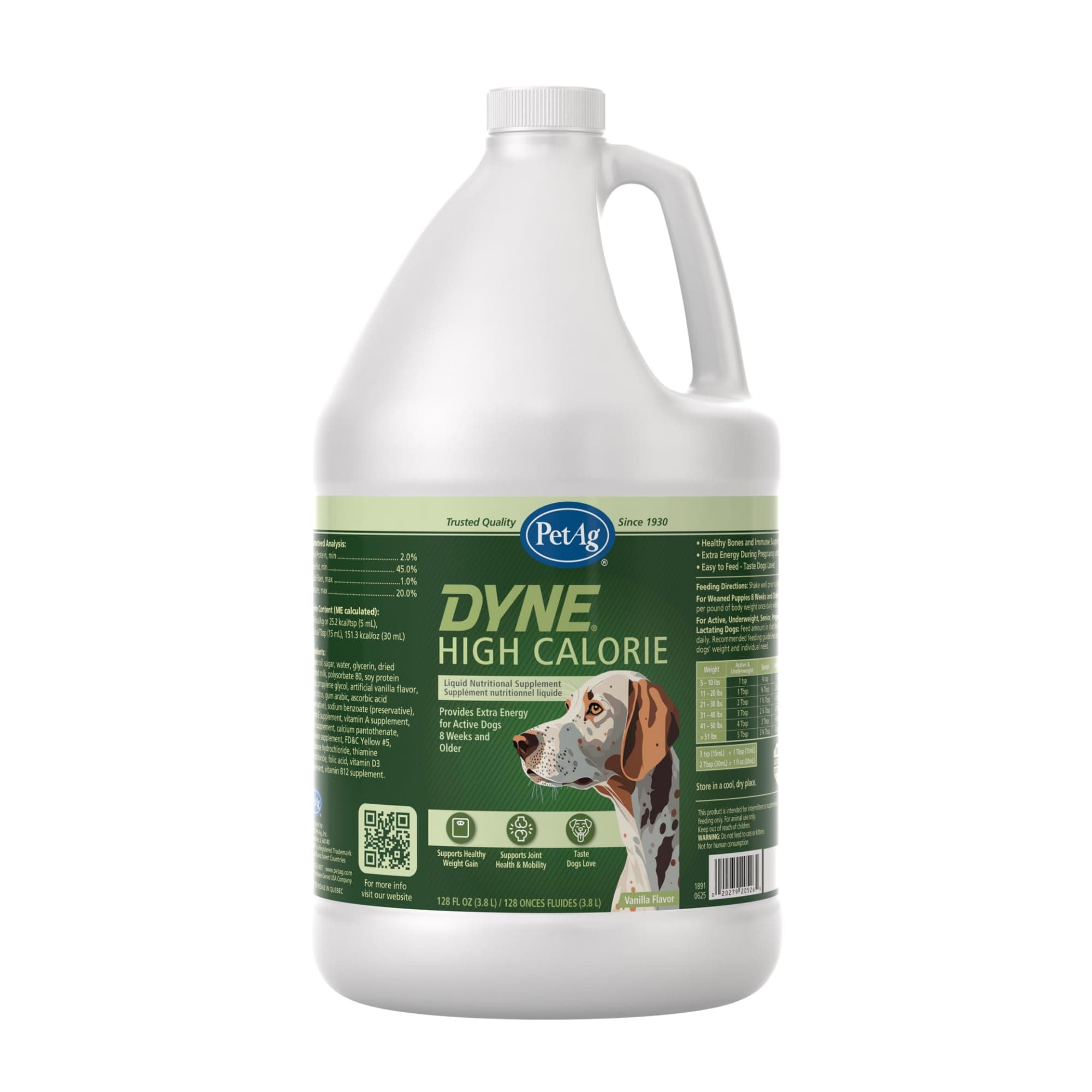 Dyne High Calorie Liquid Nutritional Supplement for Dogs & Puppies 8 Weeks and Older - 1 Gallon - Supports Performance and Endurance - Sweet Vanilla Flavor